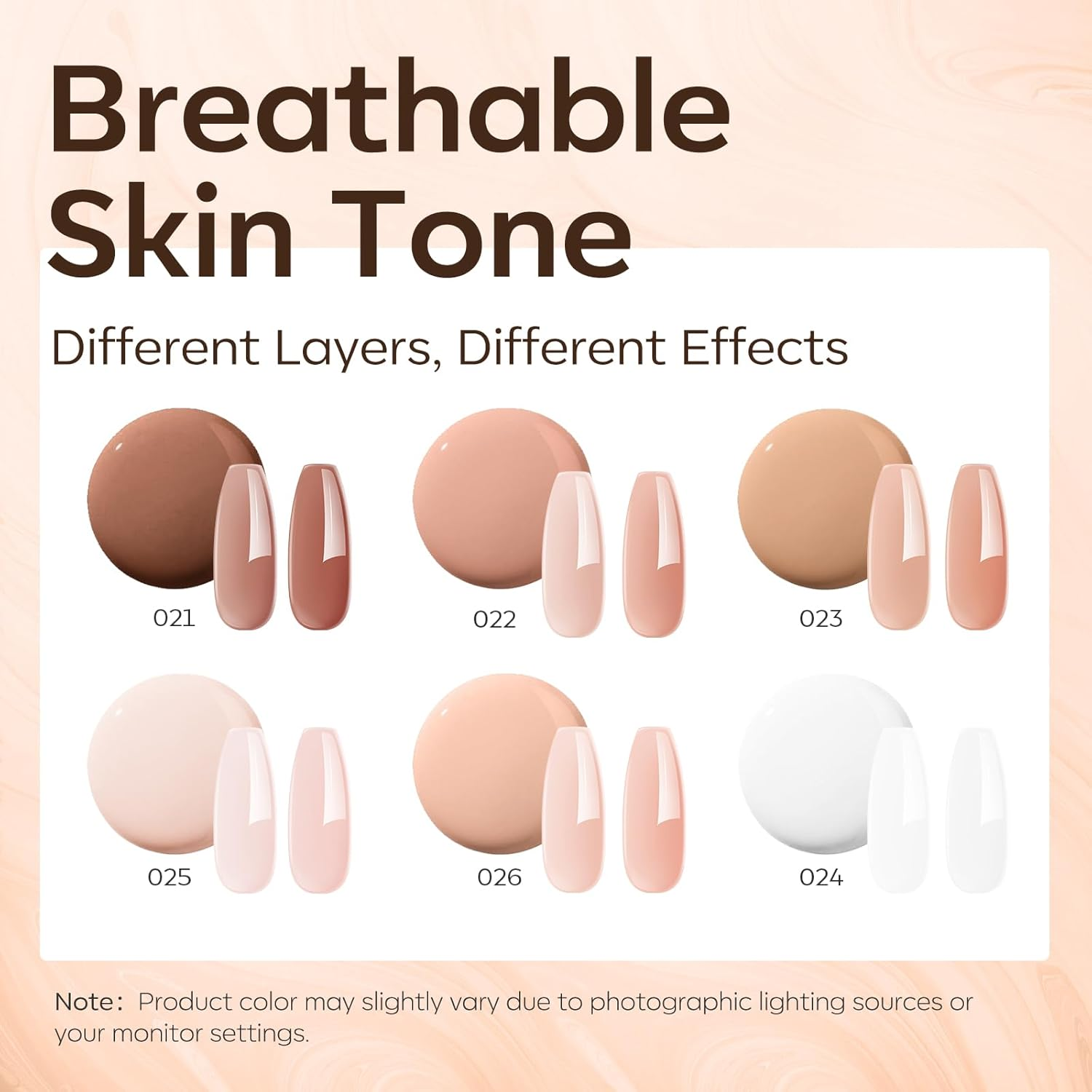 Modelones Builder Nail Gel Set, 6 Colors 8-In-One, Jelly Nude Brown Hard Builder Base Gel in a Bottle Nails Polish Strengthener Extension LED Nail Lamp Cured Color image number 3