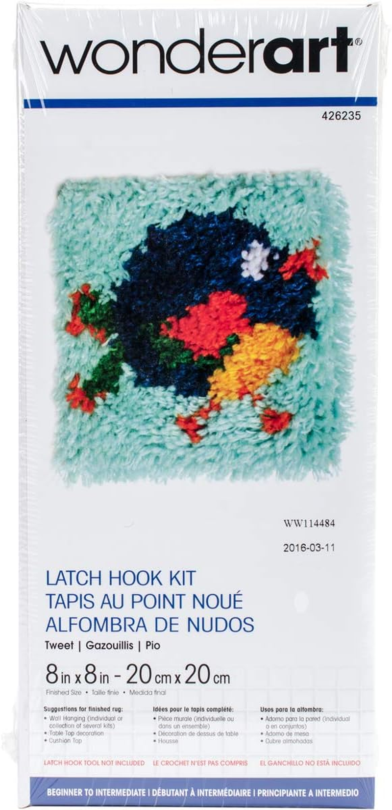 Wonderart Mr. Fox Latch Hook Kit, 8" X 8"
