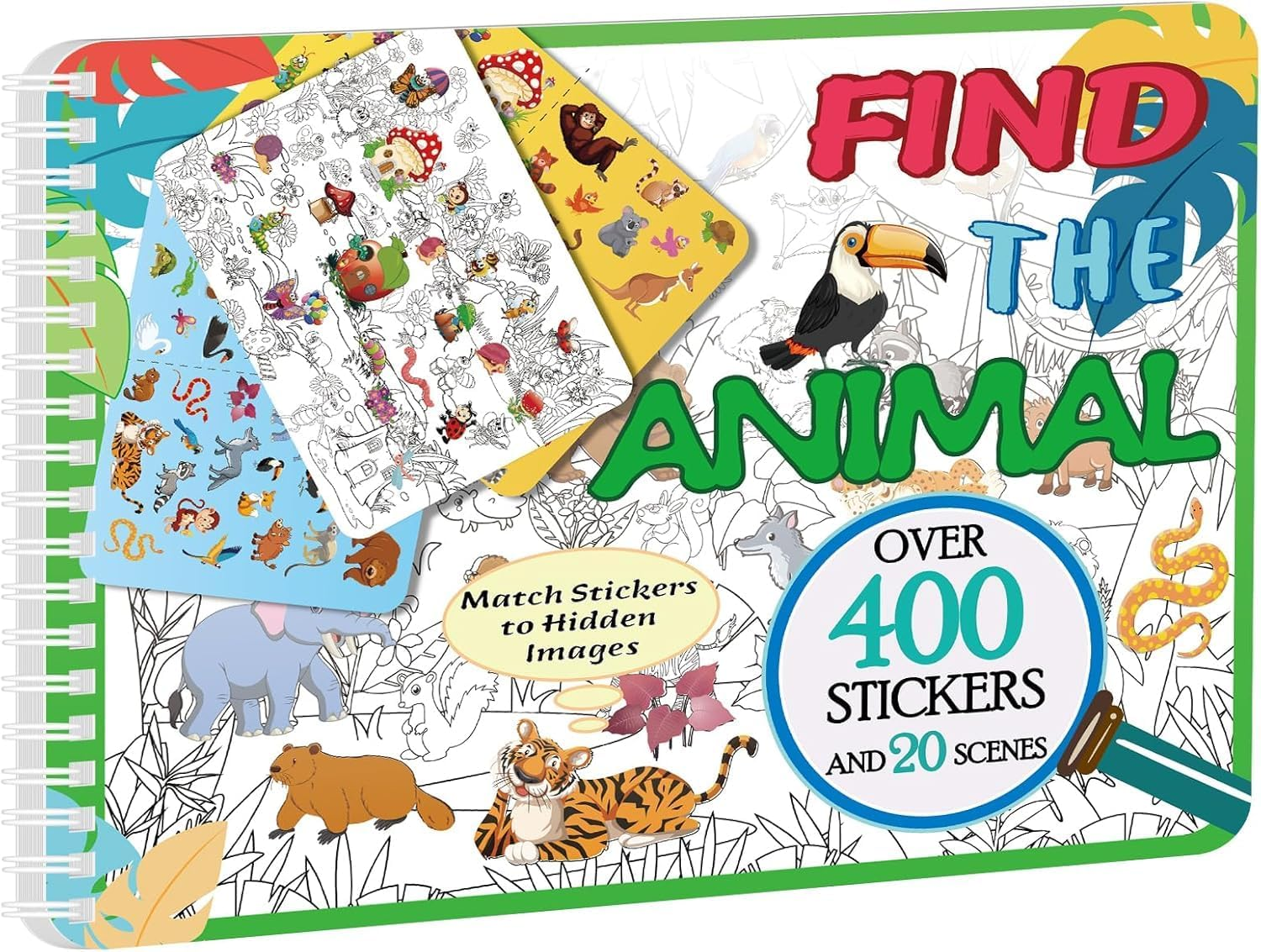 OSIMIG Find the Animal Sticker Books, Sticker Books for Kids, Include 20 Hidden Theme, Sticker Activity Books for Toddlers, Kids Educational Toys image number 3