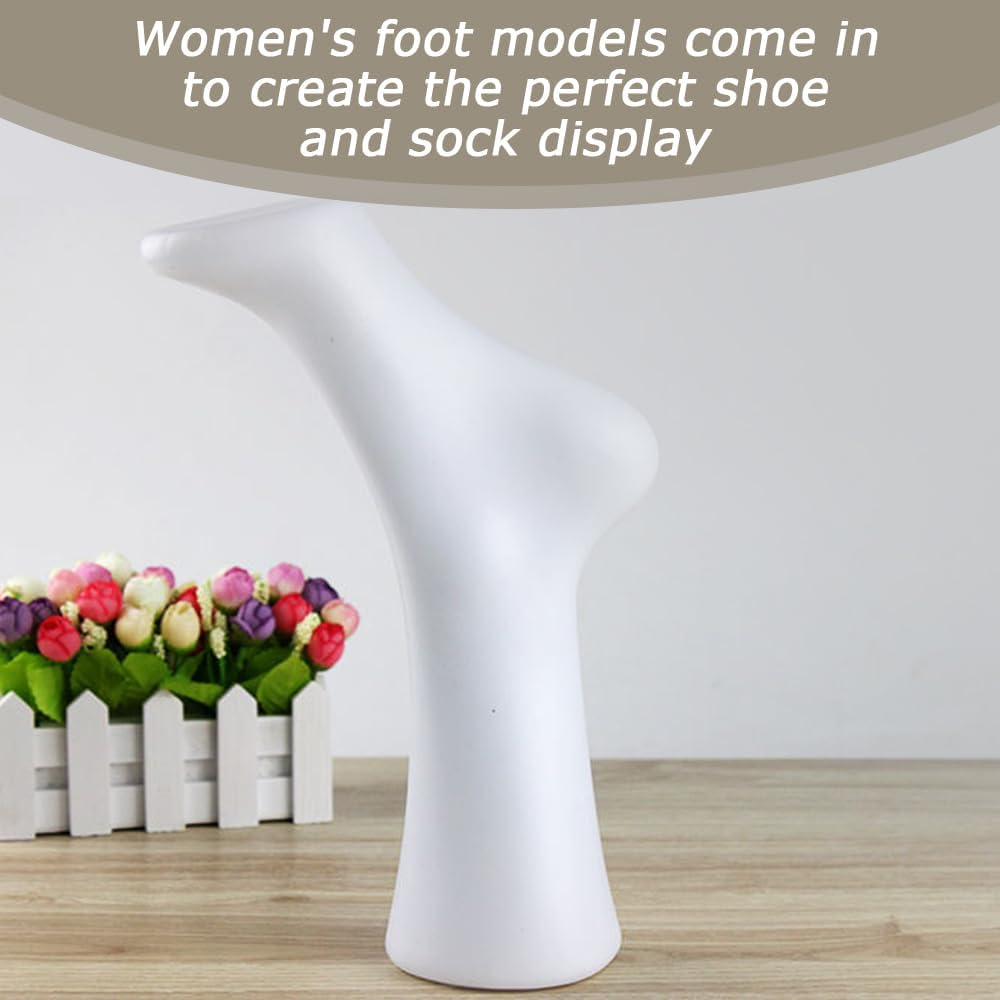 MOTRAIN 2Pcs Women Female Feet Model, Plastic Mannequin Foot Model, Female Foot Socks Display Molds, Short Stocking Mannequin Display Shoes, Display Art Sketch, White image number 1