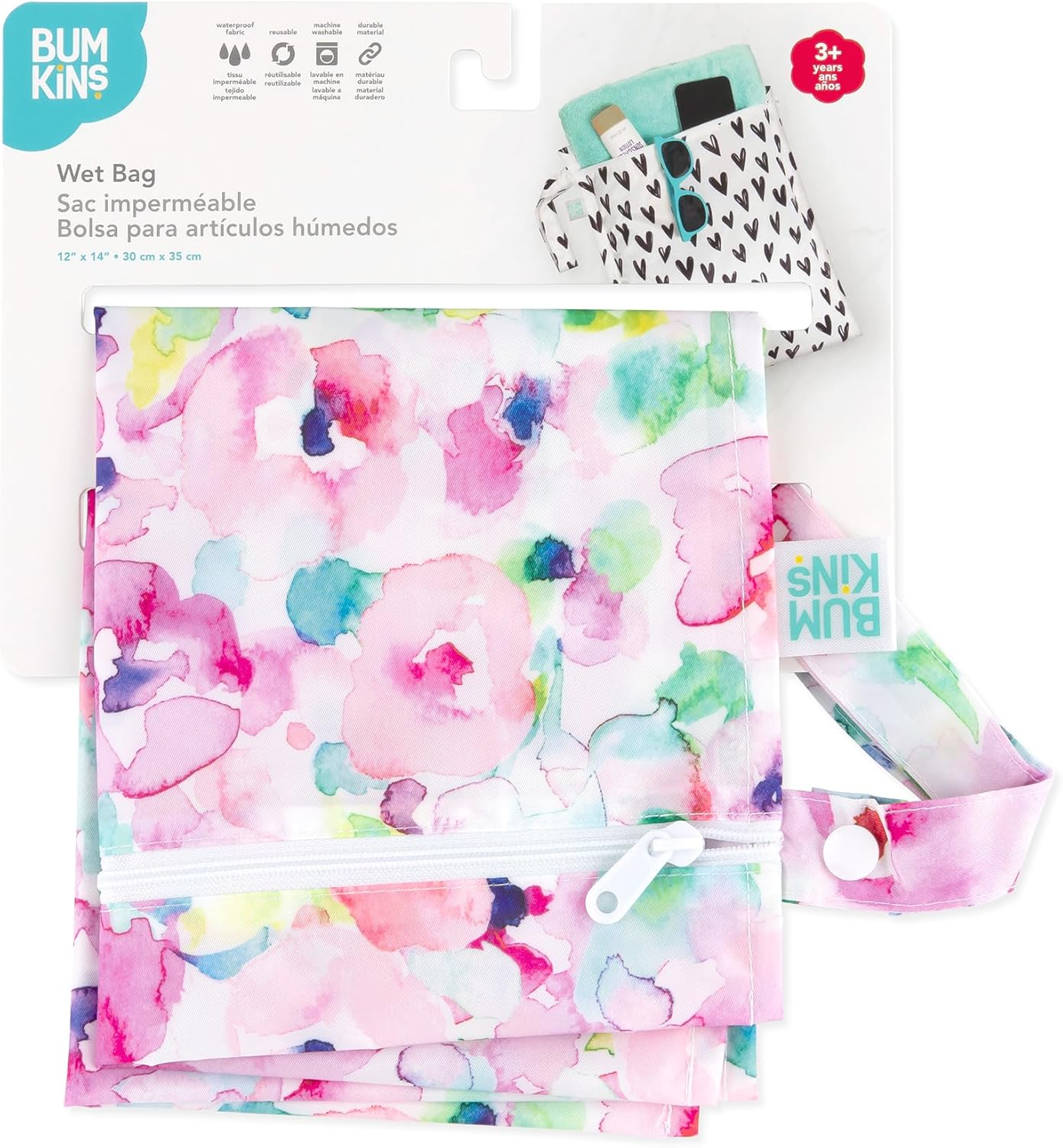 Bumkins Waterproof Wet Bags for Baby, Travel, Swimsuit, Cloth Diapers, Pump Parts, Gym Clothes, Toiletries, Strap to Stroller, Zipper Reusable Bag, Packing Pouch image number 5