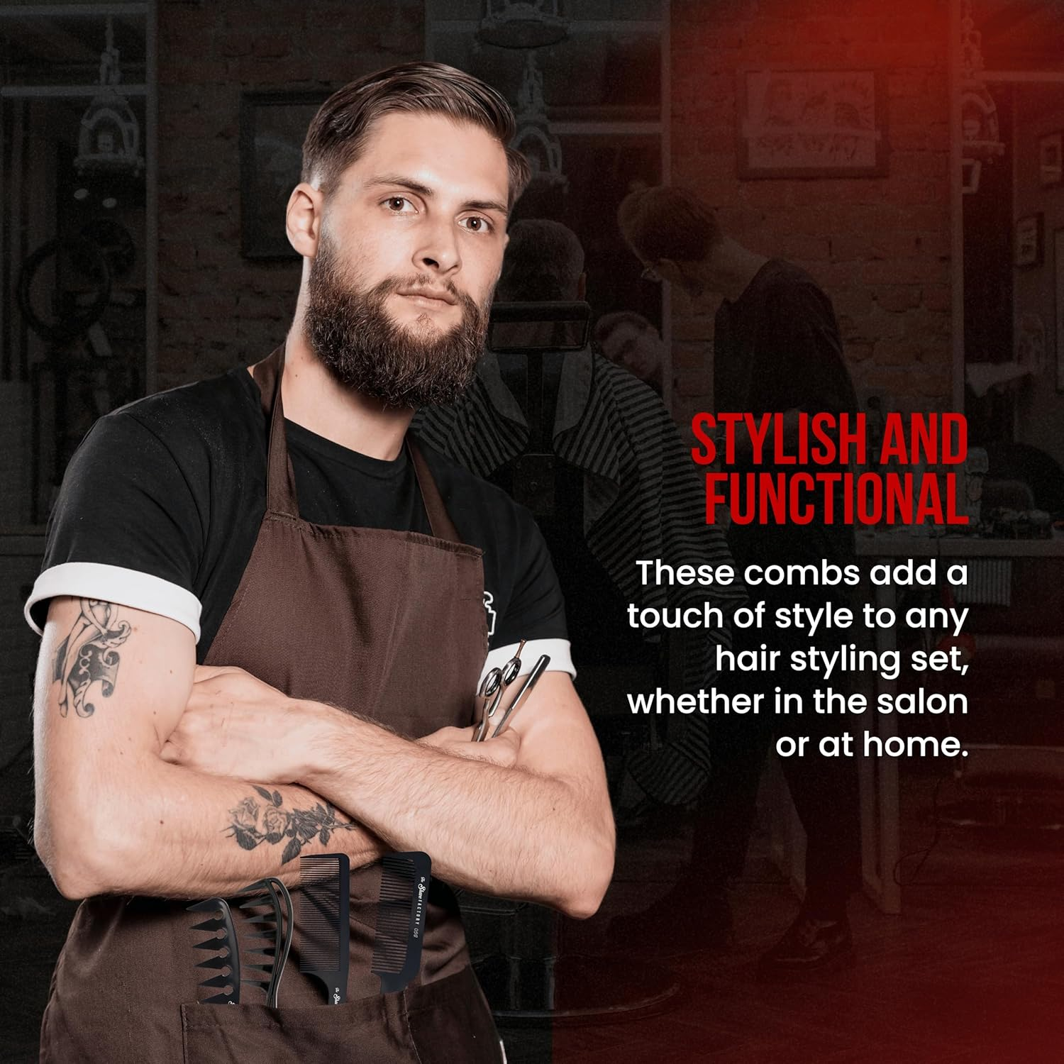 The Shave Factory Hair Comb Series - Barber Comb, Styling Comb, Hair Cutting Comb, Parting Comb, Hair Combs, Wide Tooth Comb, Wide Comb (037)