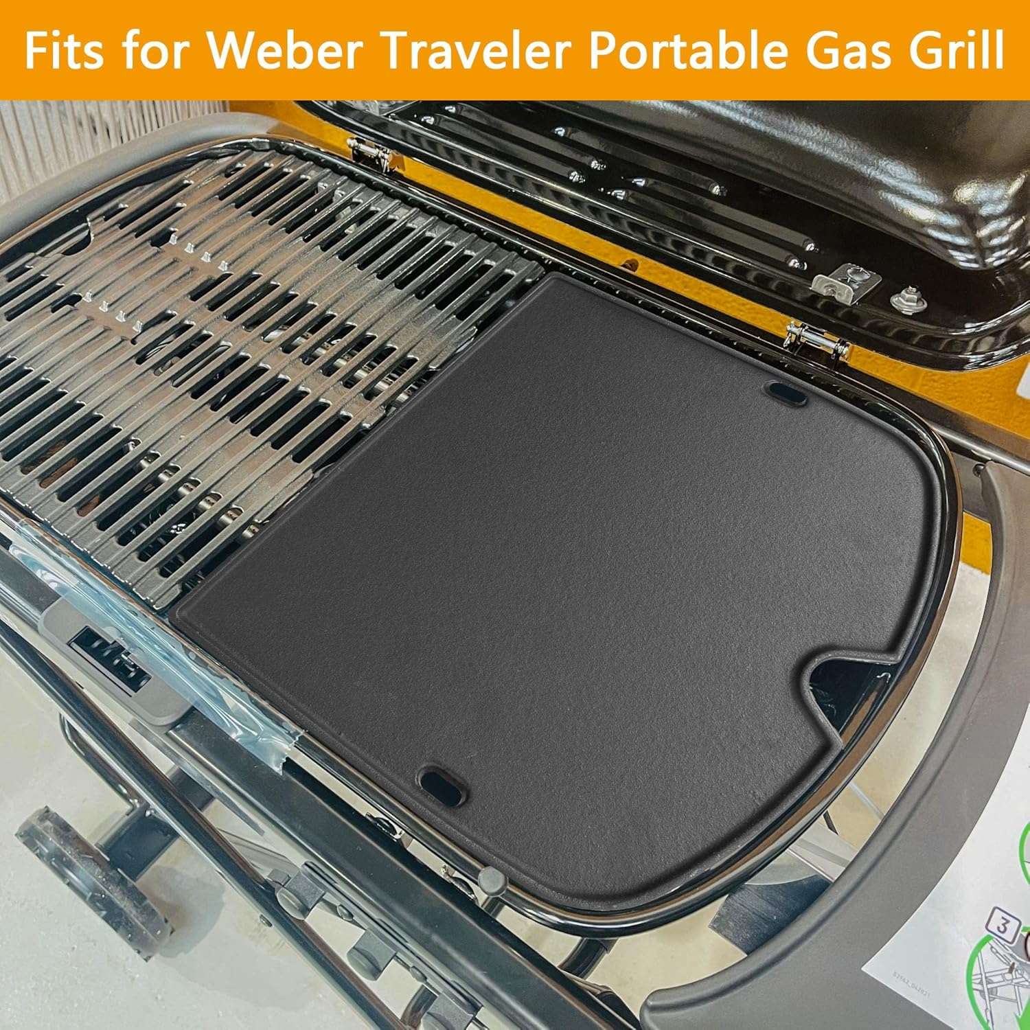 BBQ-PLUS Cast Iron Cooking Griddle Replacement Parts for Weber Traveler Portable Gas Grill,Bbq Accessories for Weber 9010001ZTKB image number 4