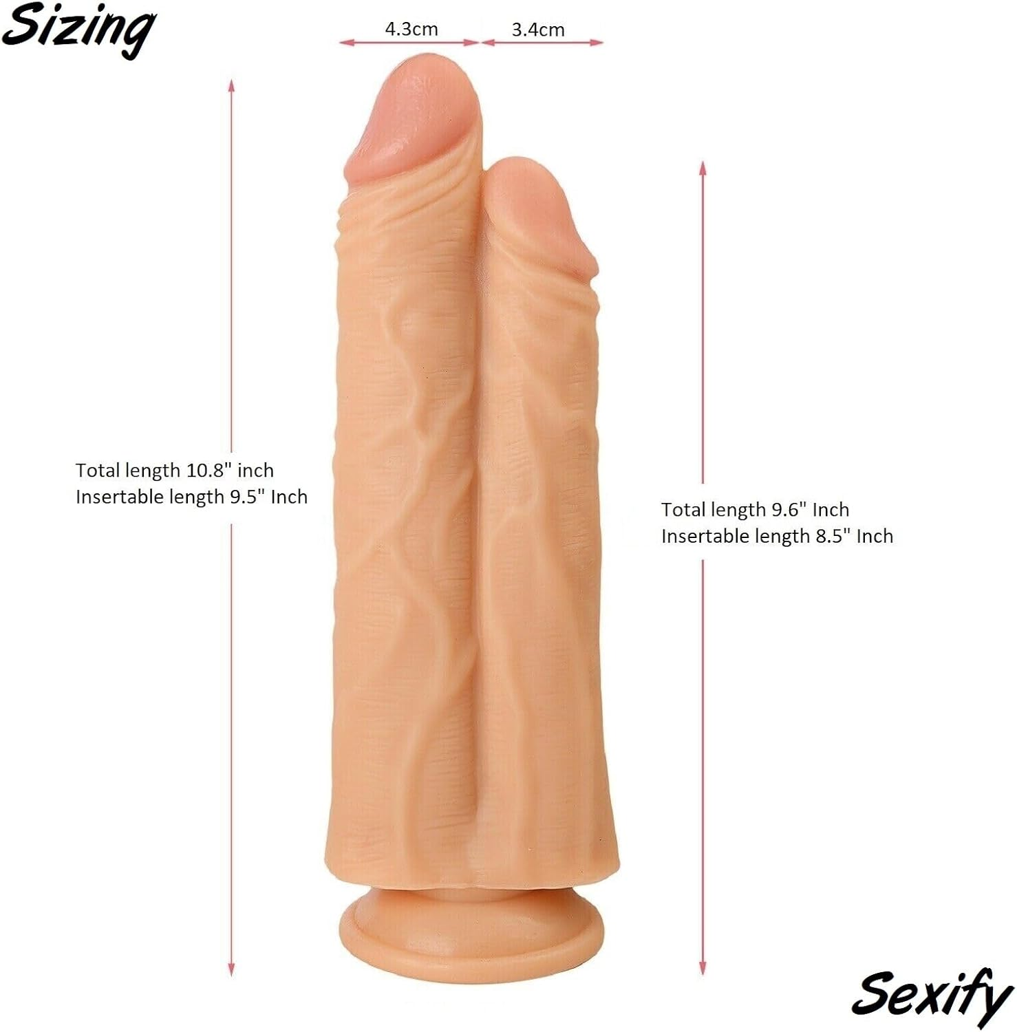 Realistic Thick Double Dildo Dong with Suction Cup Base Big Cock Dual Dicks for Pussy Vagina Anal Stimulator Female Masturbator Double Penetration Stuffer Adult Sex Toy