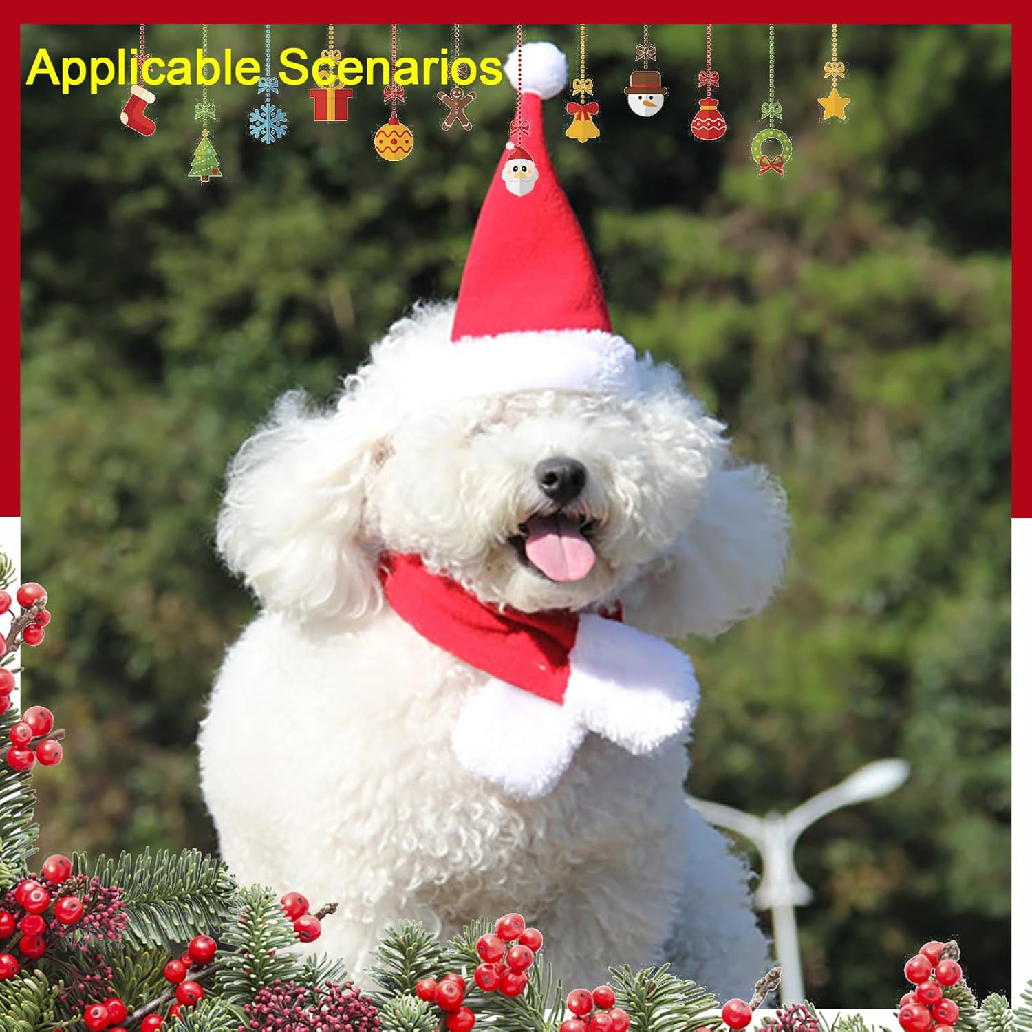 2 PCS Hat & Scarf Pet Costumes Christmas Pet Dress up Pet Cosplay Cat and Dog Costumes for Party (L-6)