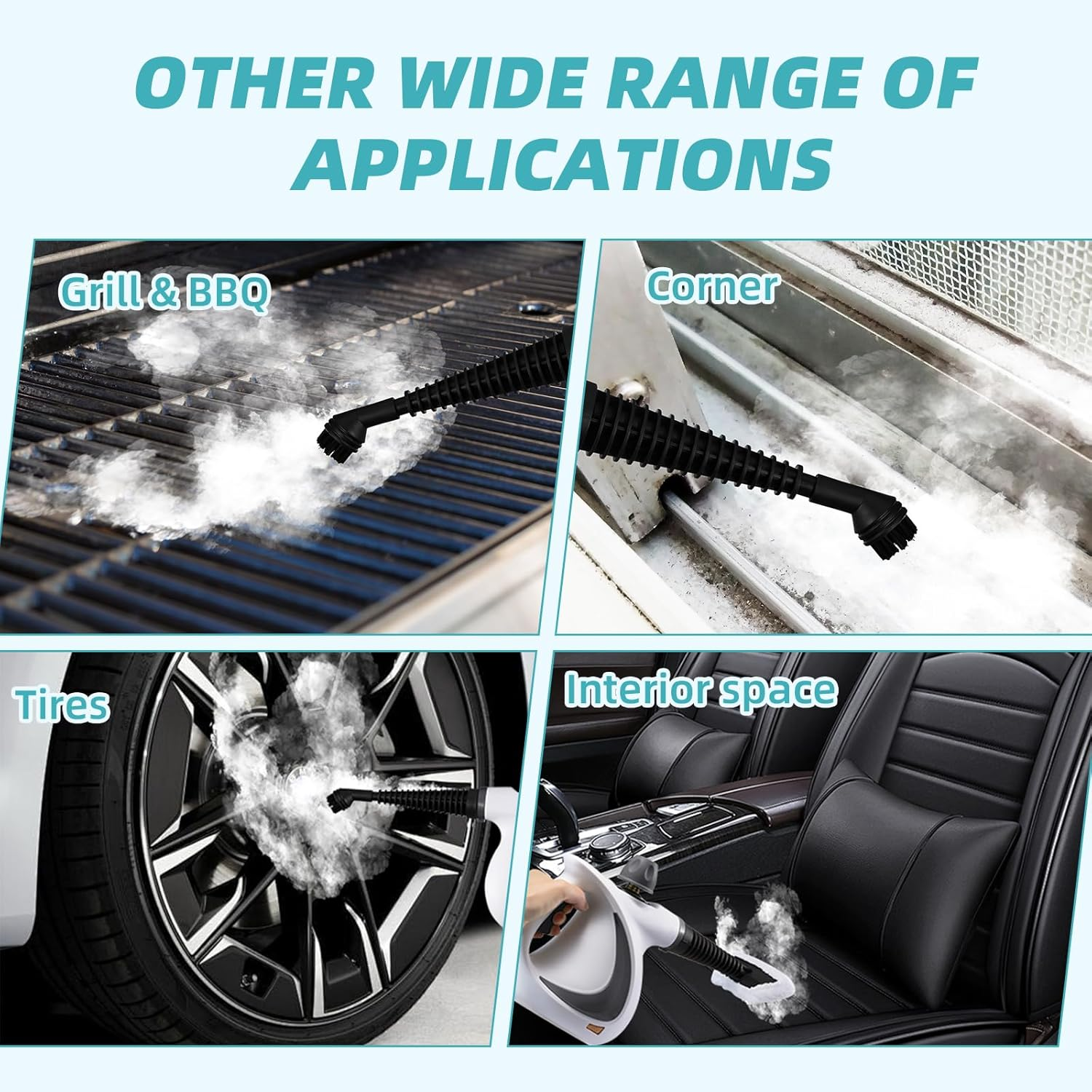 Airelax Steam Cleaner Handheld Multi-Purpose Handheld Steamer Portable Hand Held Steam Cleaner with Safety Lock for Stain Removal, Home&Car Clean with 10 Accessories Includes Nozzles, Brushes, Funnel image number 1