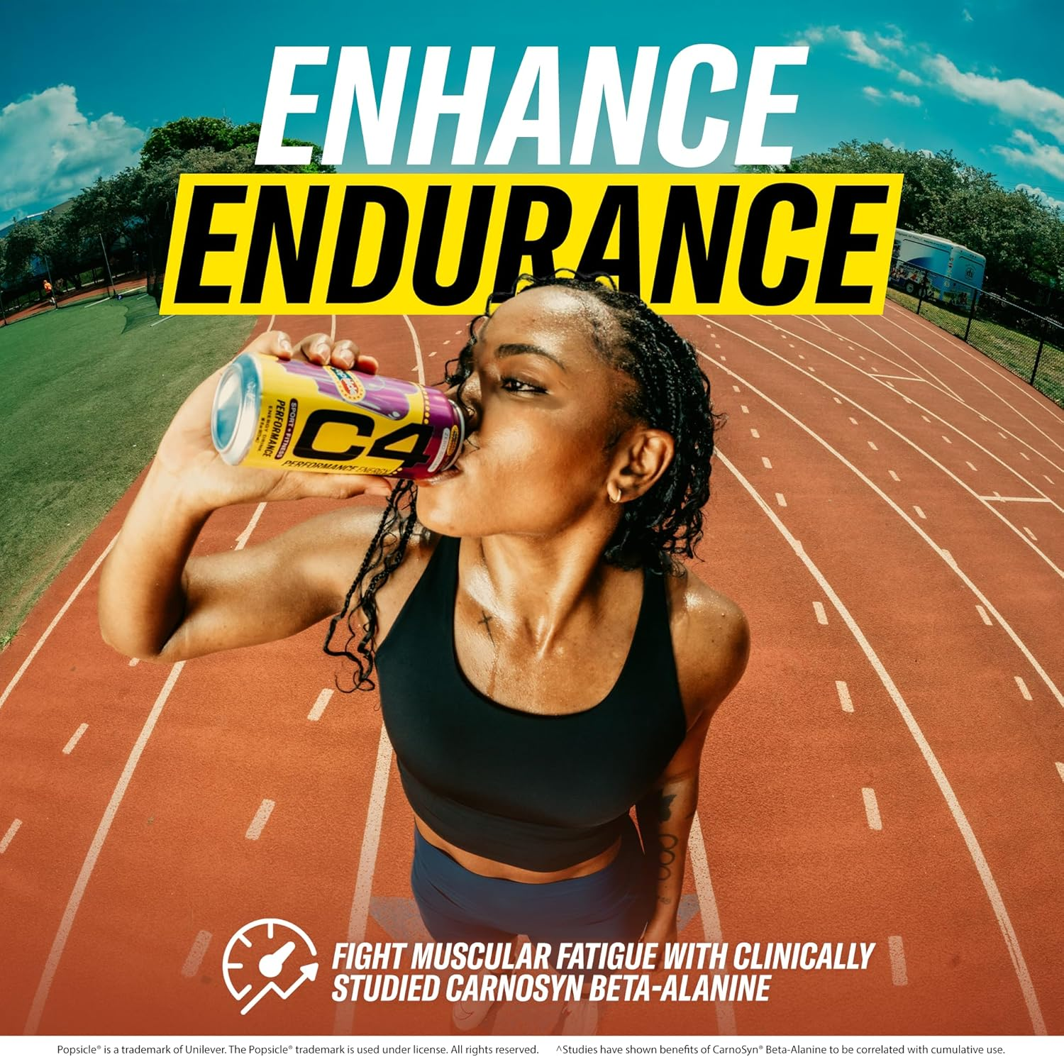 C4 Energy Drink X Cherry Popsicle, Carbonated Sugar Free Pre Workout Performance Drink with No Artificial Colors or Dyes, 16 Oz, Pack of 12 image number 6