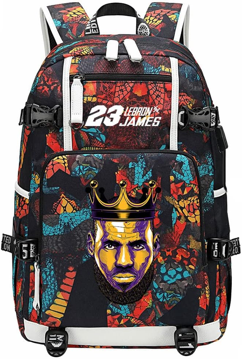 Basketball Player James Multifunction Backpack Travel Student Laptop Fans Bookbag for Men Women