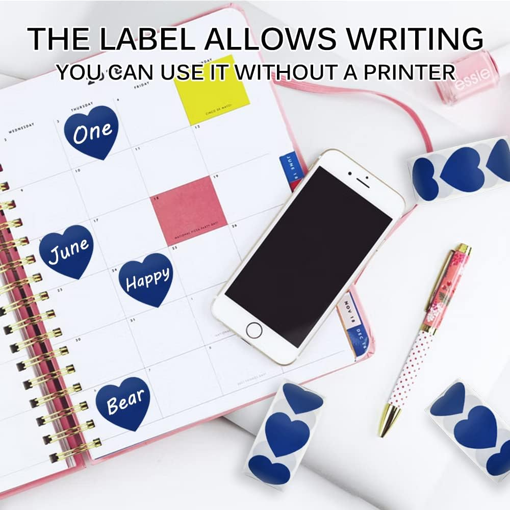 1500 Labels Blue Heart Stickers 1 Inch Heart Coding Shape Paper Labels for Wedding Anniversaries Invitation Envelopes Cute Decals for Water Bottle Packaging(3 Pcs/500 per Roll) - Light Purple image number 6