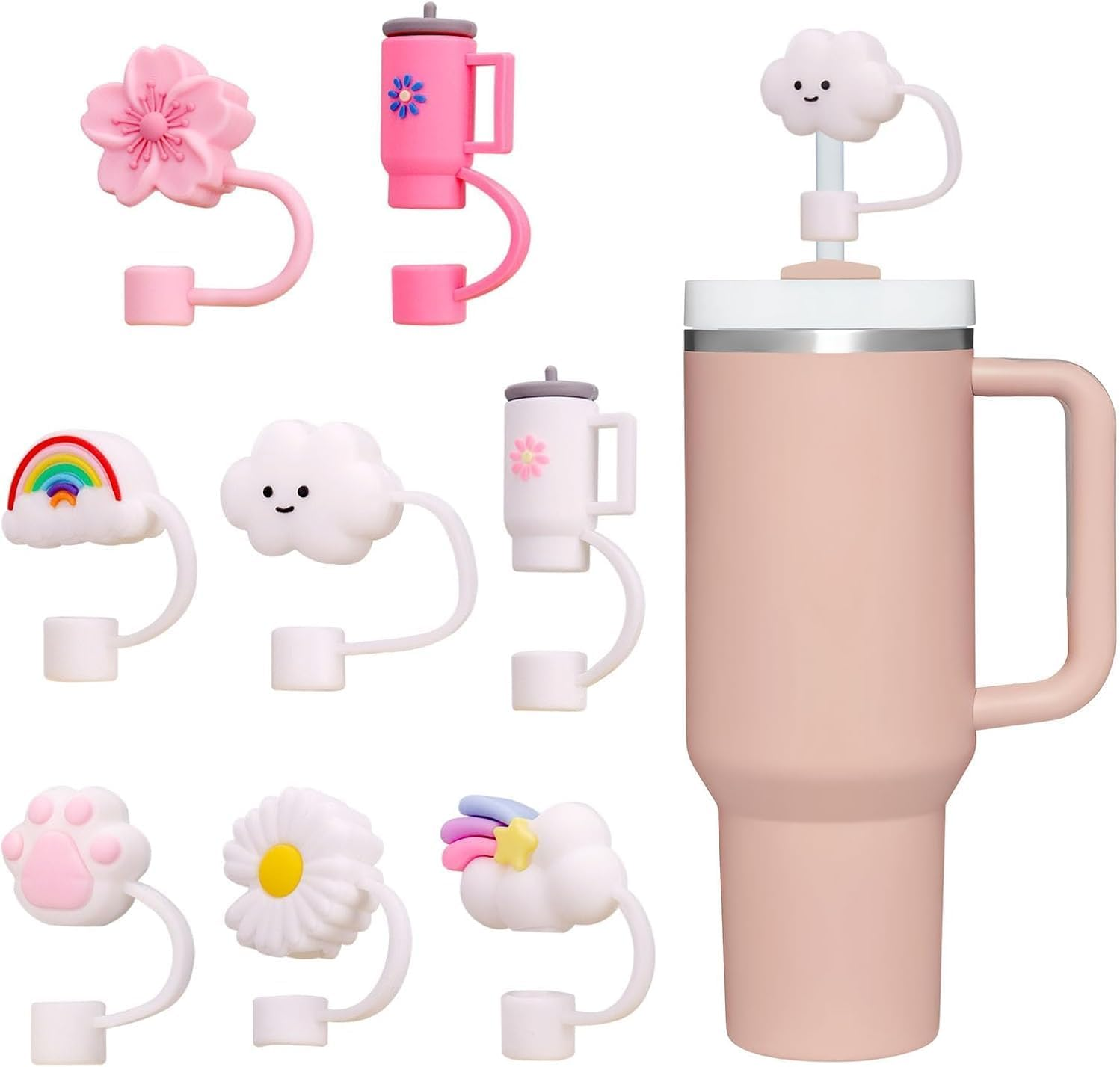 Straw Covers for Stanley Cup, 10Mm Dust-Proof Silicone Straw Toppers, Reusable Straws Cover Cap - 40/30 Oz Stanley Accessories.(8 PCS)