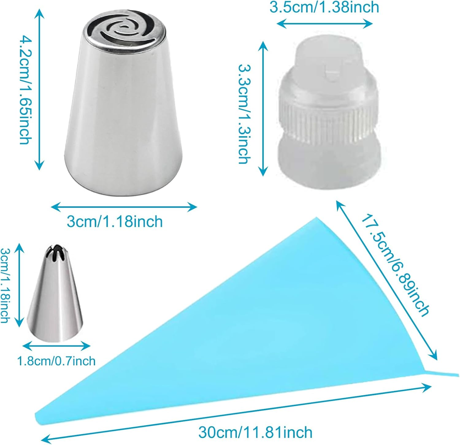 BSITSSS Icing Nozzle Set, 13 Pieces Icing Bags with Nozzles, Flower Nozzles Adapter, Silicone Piping Bag for Cupcake Decoration Cakes image number 6