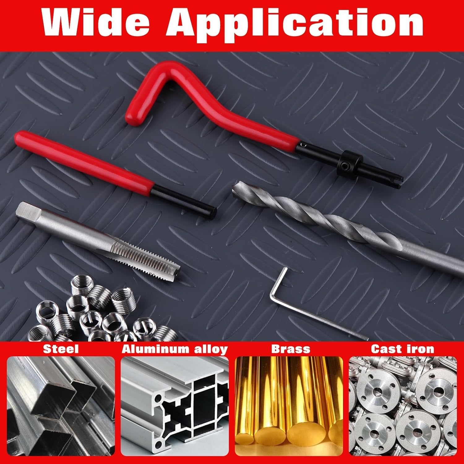 LEONTOOL 30 Piece M8X1.25 Helicoil Thread Repair Kit, Metric Helicoil Repair Kit with HSS Drill Bits Thread Inserts Taps Breakoff Installation Tools, Portable Rethreading Tool Kit for Auto Repairing image number 6