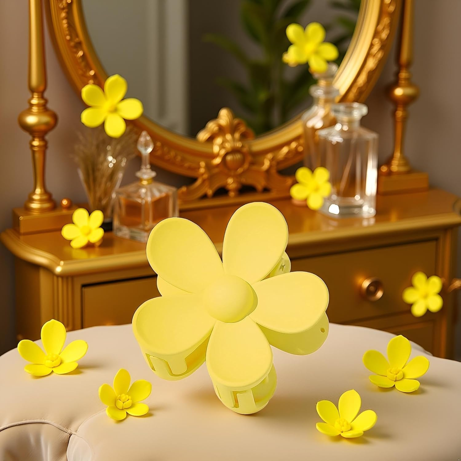 Yellow Flower Shaped Hair Claws Plastic Hair Claws Anti-Scratch Odor Useful Firm Lightweight Hair Accessories for Beauty and Personal Care Clip and Hair Clips image number 6