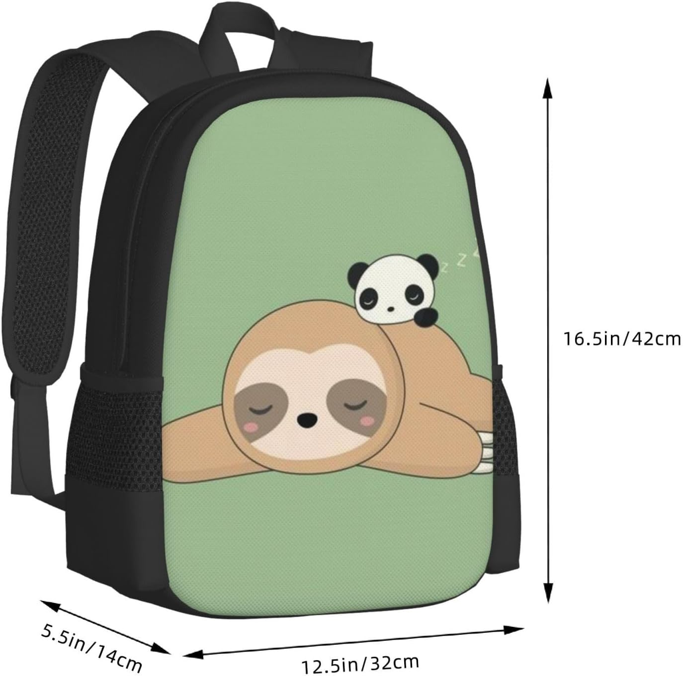 COMAAM Cute Panda and Sloth Simple and Large Capacity Backpack Laptop Bag Can Accommodate 15 Inch Laptops image number 3