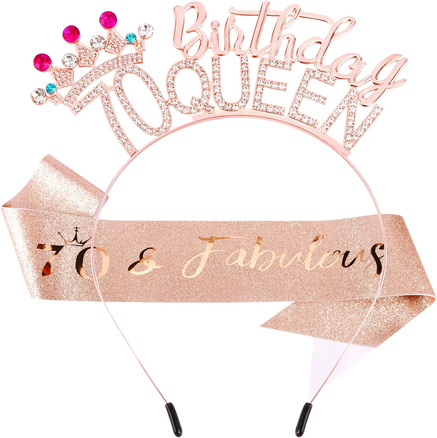 VELSCRUN 30Th 40Th 50Th 60Th 70Th 80Th 90Th Birthday Decorations for Women Birthday Queen Headband Birthday Tiaras Crowns for Women Fabulous Birthday Sash Mom Birthday Present Party Hair Accessories - 30Th Gold image number 5