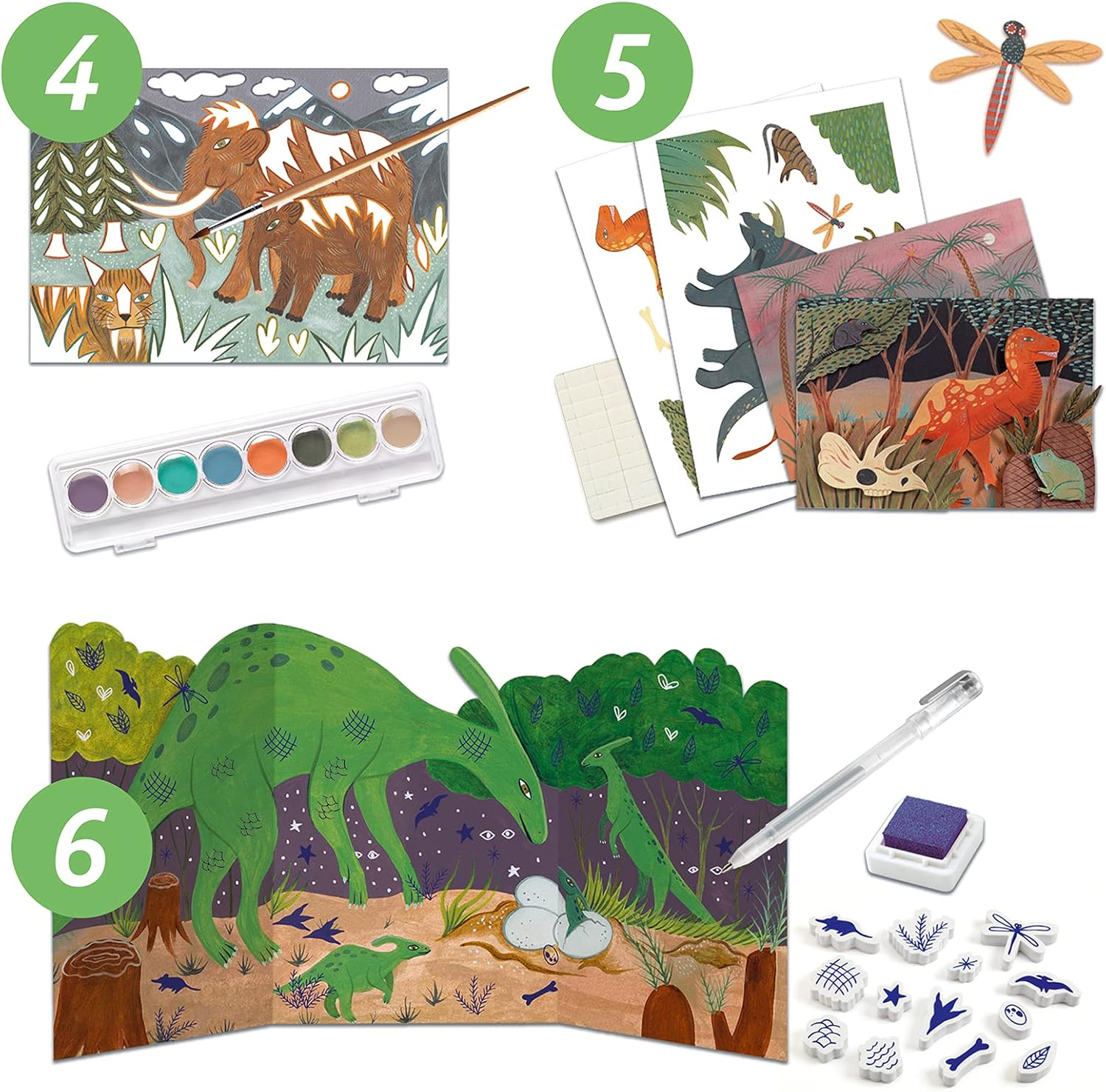 Djeco DJ09331 Multi-Craft Activity Box -The World of Dinosaurs image number 2