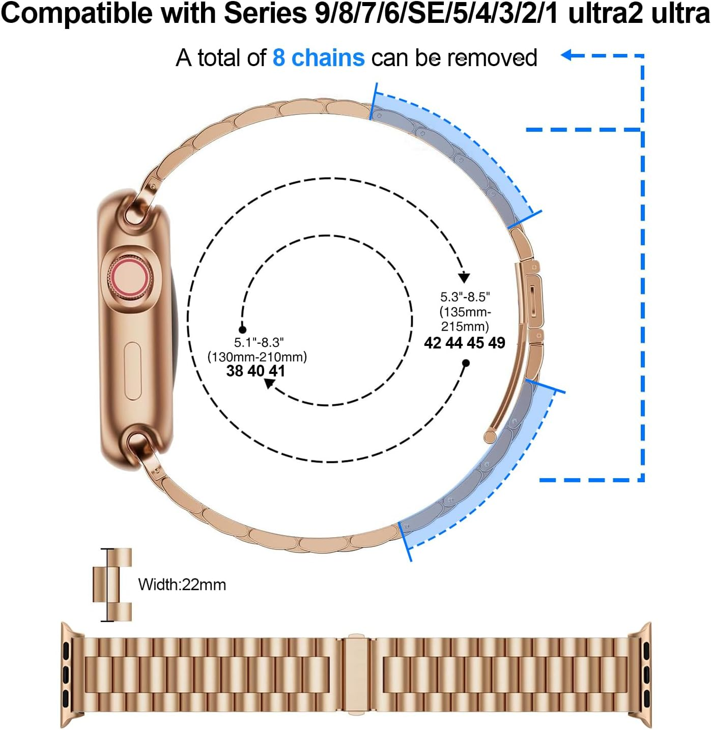Compatible with Apple Watch Band Strap 42Mm 44Mm 45Mm 46Mm 49Mm,Stainless Steel Iwatch Band for Apple Watch Series 10/9/8/7/6/5/4/3/2/1/Se/Se2/Ultra1/Ultra2 image number 5