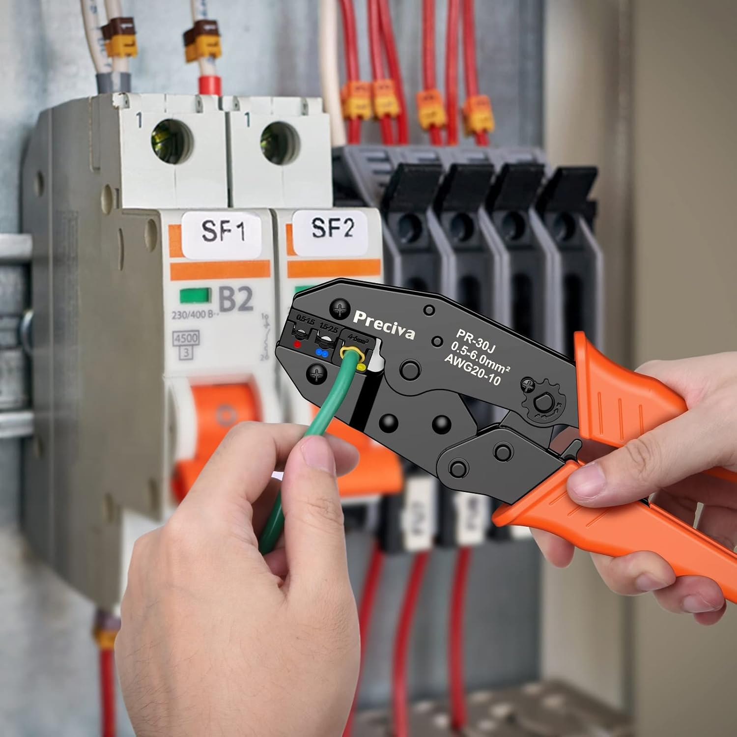 Preciva Crimping Pliers Cable Lugs Set, Crimping Pliers, Crimping Pliers, Cable Lugs Set with 350 Pieces, Electrical Connector Crimp Connector Assortment 0.5-6 Mm&sup2; for Insulated Cable Lugs image number 6