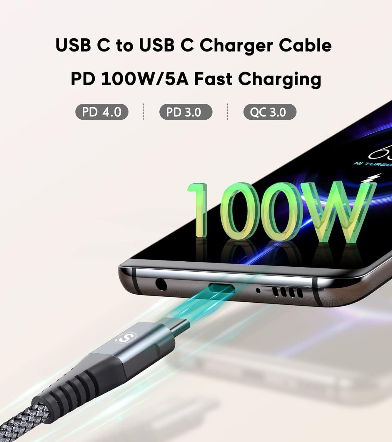 Sweguard USB C to USB C Charger Cable [2 Pack 3M] Type C 100W PD Fast Charging Cord Compatible with Iphone 17 16 15 Pro Max Macbook Ipad Pro/Air, Matebook,Chromebook,Pixel 9/8,Galaxy S25 S24 S23 S22 image number 5