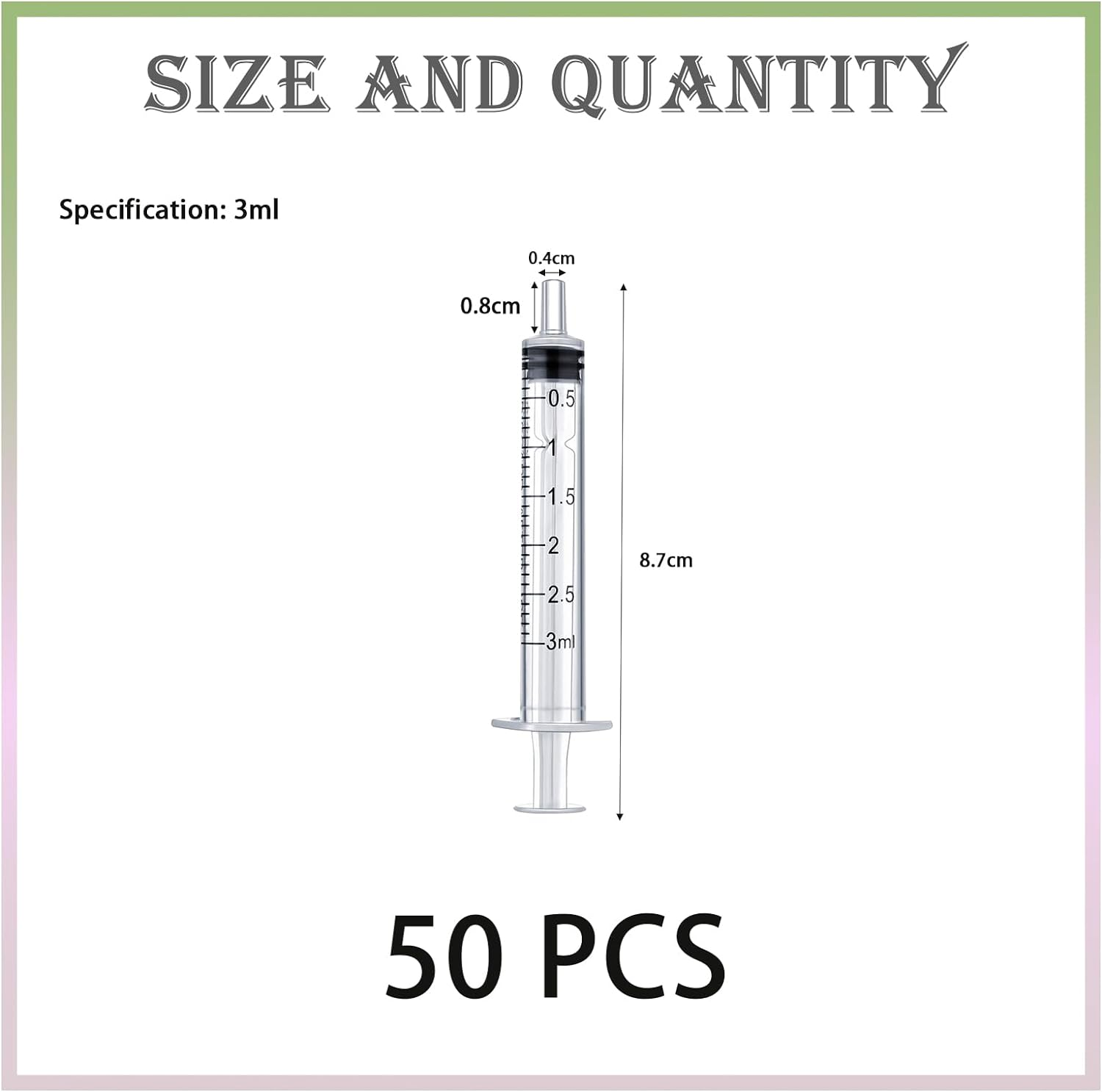 50Pcs 3Ml Bulk Plastic Syringe, without Needle, Liquid Measuring Syringe Tools with Measurement for Scientific Labs, Liquid Measuring, Industrial (Individually Sealed) image number 1