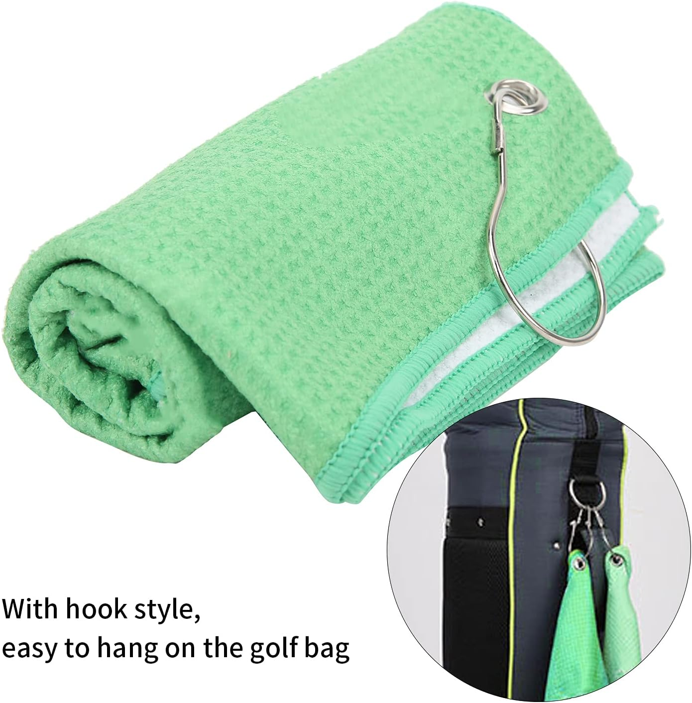 Golf Cleaning Club Towel, Simple Fashionable Balls Cleaning Towel for Men for Wipe Golf Clubs for Women for Wipe Your Hands and Sweat(Green) image number 3
