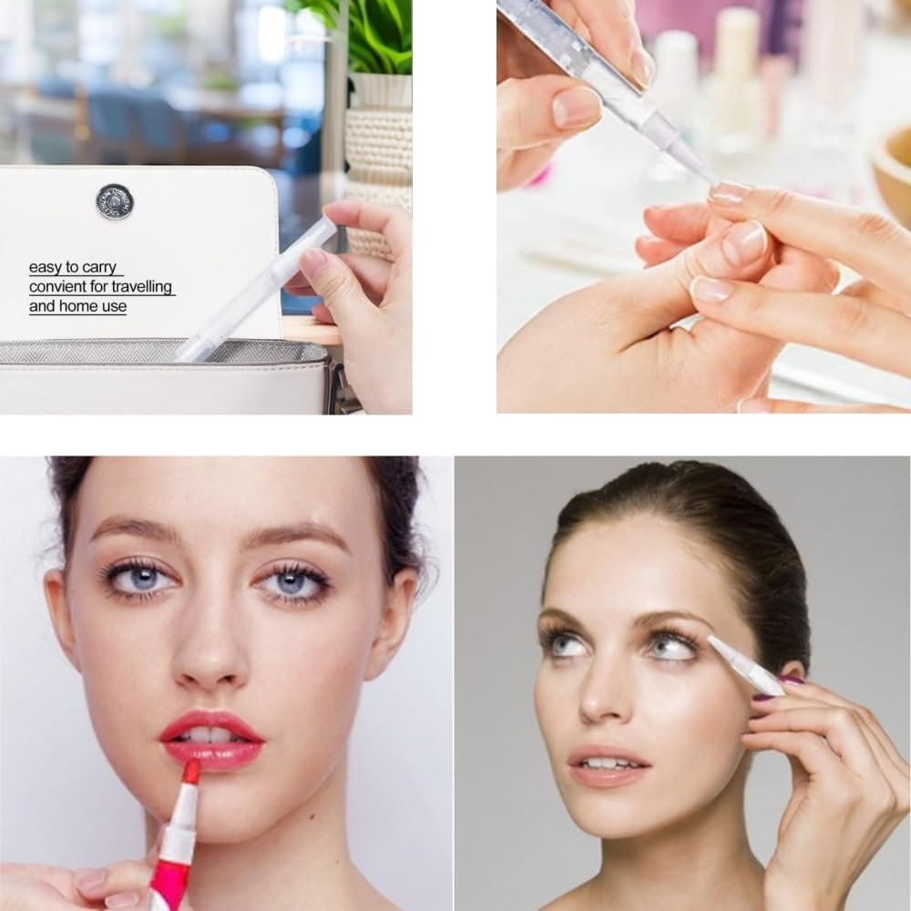 DACUAN Cosmetic Container Pen, 6 Pcs Empty Nail Oil Pen with Brush Tip, 3 Ml Empty Transparent Twist Pen Liquid Tube with Nail Oil Pen Brush Tip for Gloss Eyelash Growth image number 1