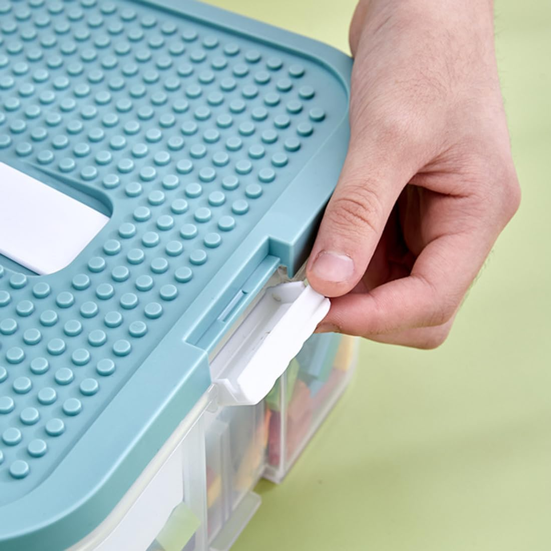 Toy Organizer Bins with Compartments, Building Blocks Storage, Storage Containers for Building Brick Storage, Plastic Stackable Organizer Bin Toy Chest (Green 3 Layers) image number 1