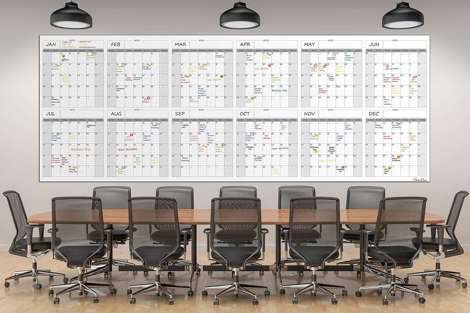 Large Reusable Dry Erase Wall Calendar - 36"X96" 2019-2020 Undated Yearly Planner for Home, Office, School Projects - Jumbo Laminated Task Organizer 36"X96" image number 5