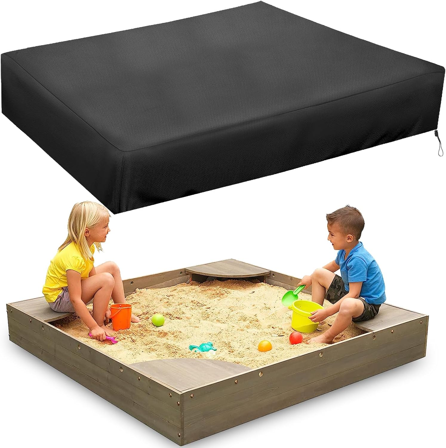 Octagon Sandbox Cover, Outdoor Garden Outdoor Octagon Sand Box Cover, 420D Oxford Cloth Waterproof, Windproof and Dustproof, Suitable for Children'S Sandbox Protection (Black,84" X 78" X 9")