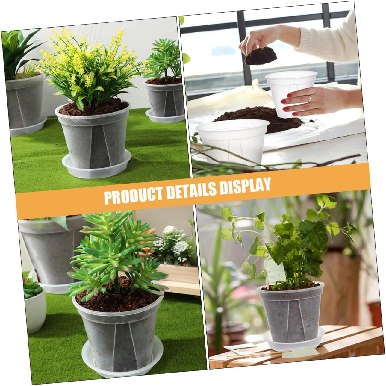 HAKIDZEL 4Sets Mountain Basin Pots Breathing Planters Easy to Use for Orchids Succulents Vegetable Gardening image number 6