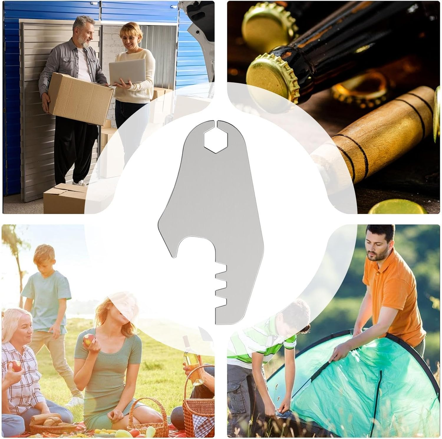 Frfik Titanium Key Ring, Small Heavy Duty Pendant, Pocket Beer Bottle Opener Keychain, for Outdoor Hiking Picnic Travel Fishing Daily Office Wallet Backpack Handbag Adults Men Dad image number 3