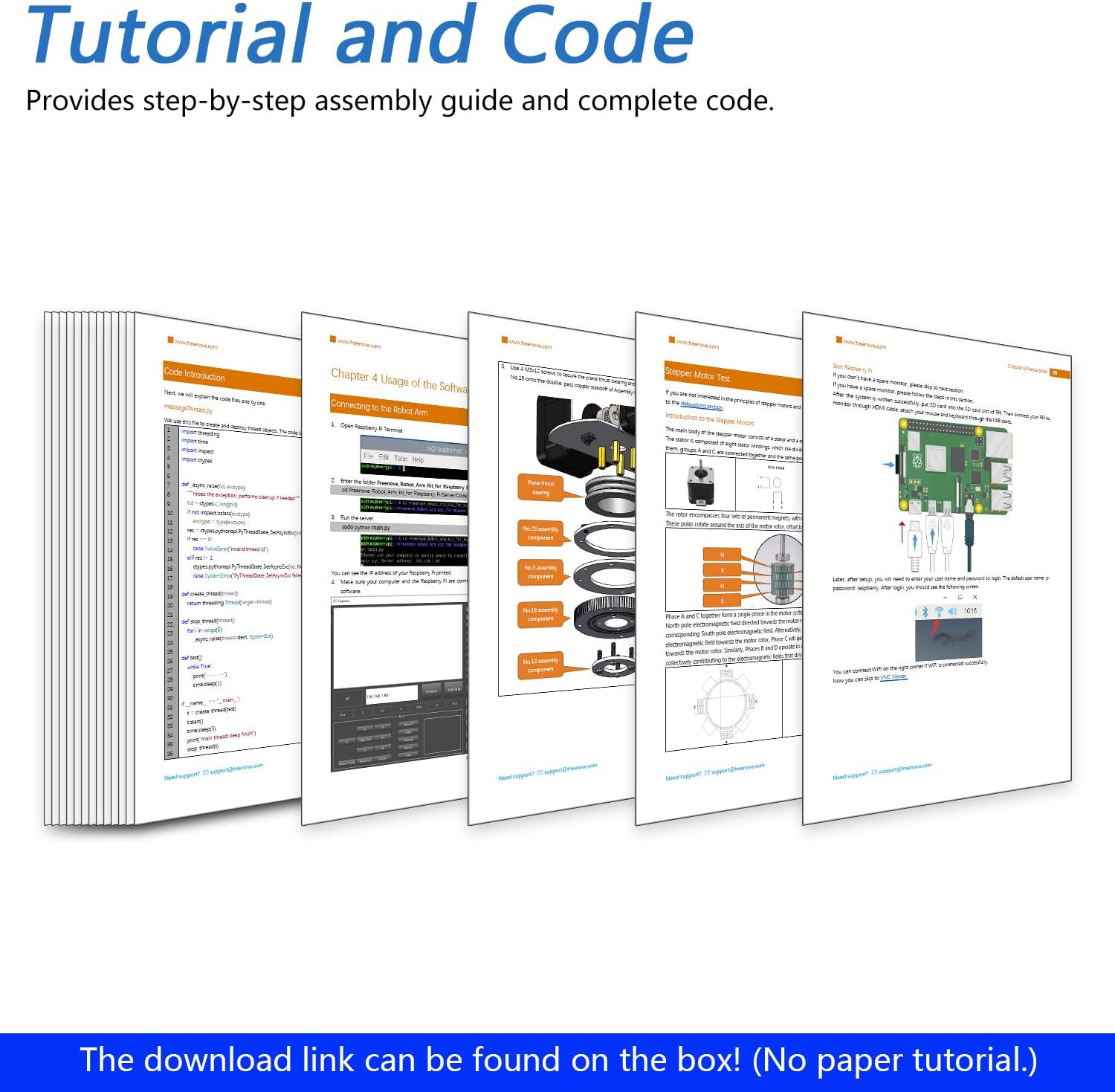 Freenove Robot Arm Kit for Raspberry Pi 5 4 B 3 B+ B A+, Stepper Motor, Metal Structure, Clamping Mode, Drawing Mode, Record and Replay, App Control (Raspberry Pi NOT Included) image number 1