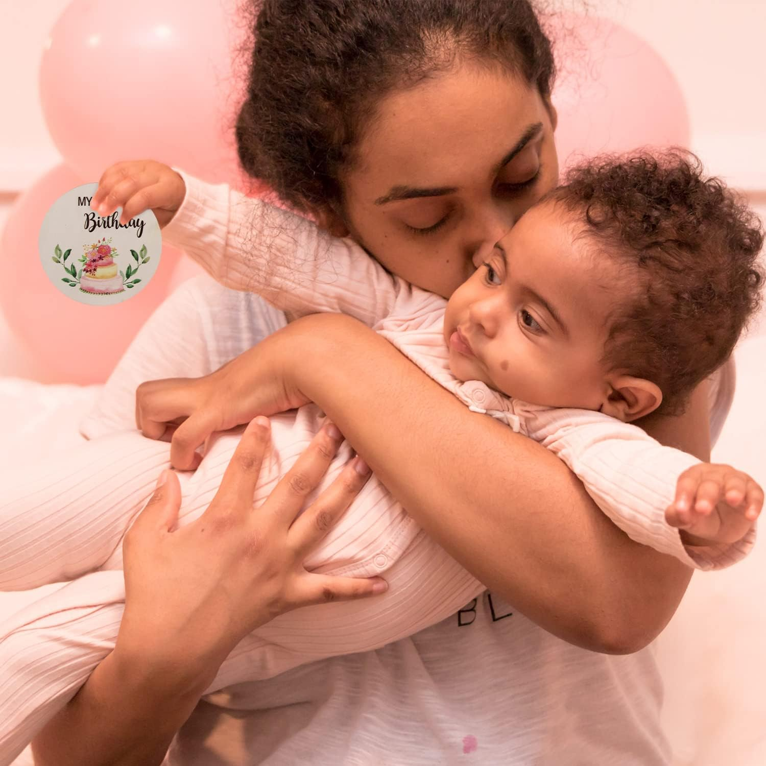 10Pcs Baby Monthly Milestone Cards Sign, round Double Sided Wooden Newborn Sign Baby Announcement Sign for Photo Prop Baby Festivals Gift Nursery image number 4