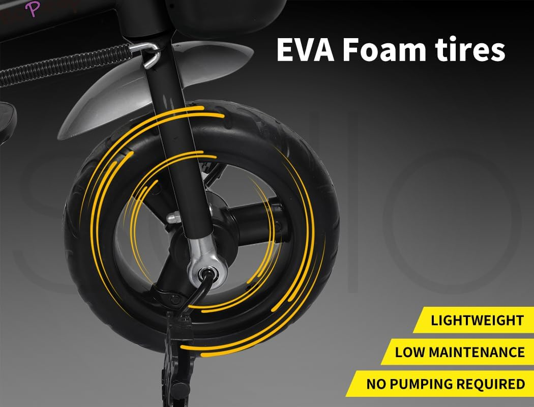 Bopeep Kids Tricycle Ride on Toy Trike Toddler Balance Bike Car Prams Stroller Walker Children Adjustable Handlebar (Black) image number 5