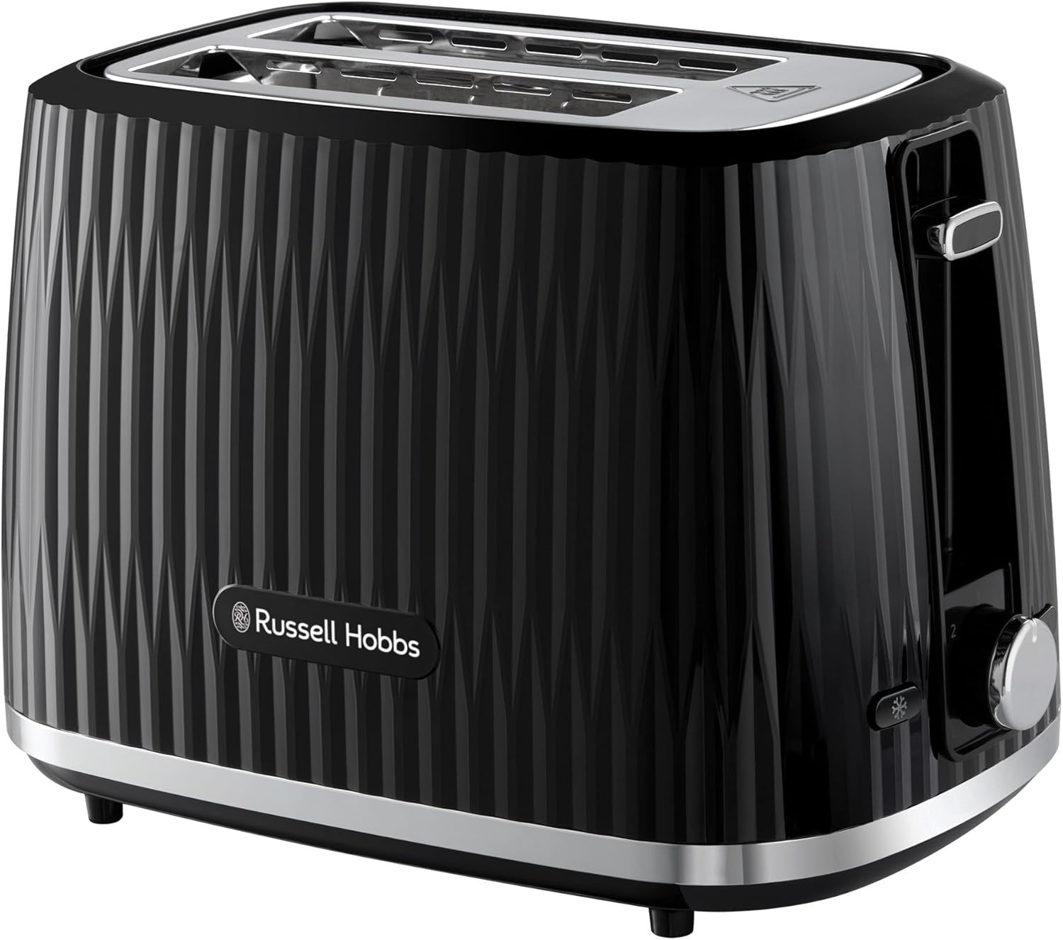 Russell Hobbs Eden 2 Slice Toaster, RHT2737BLK, Textured Design, High Lift, 6 Browning Settings, High Lift Feature, Crumb Tray, Black image number 2