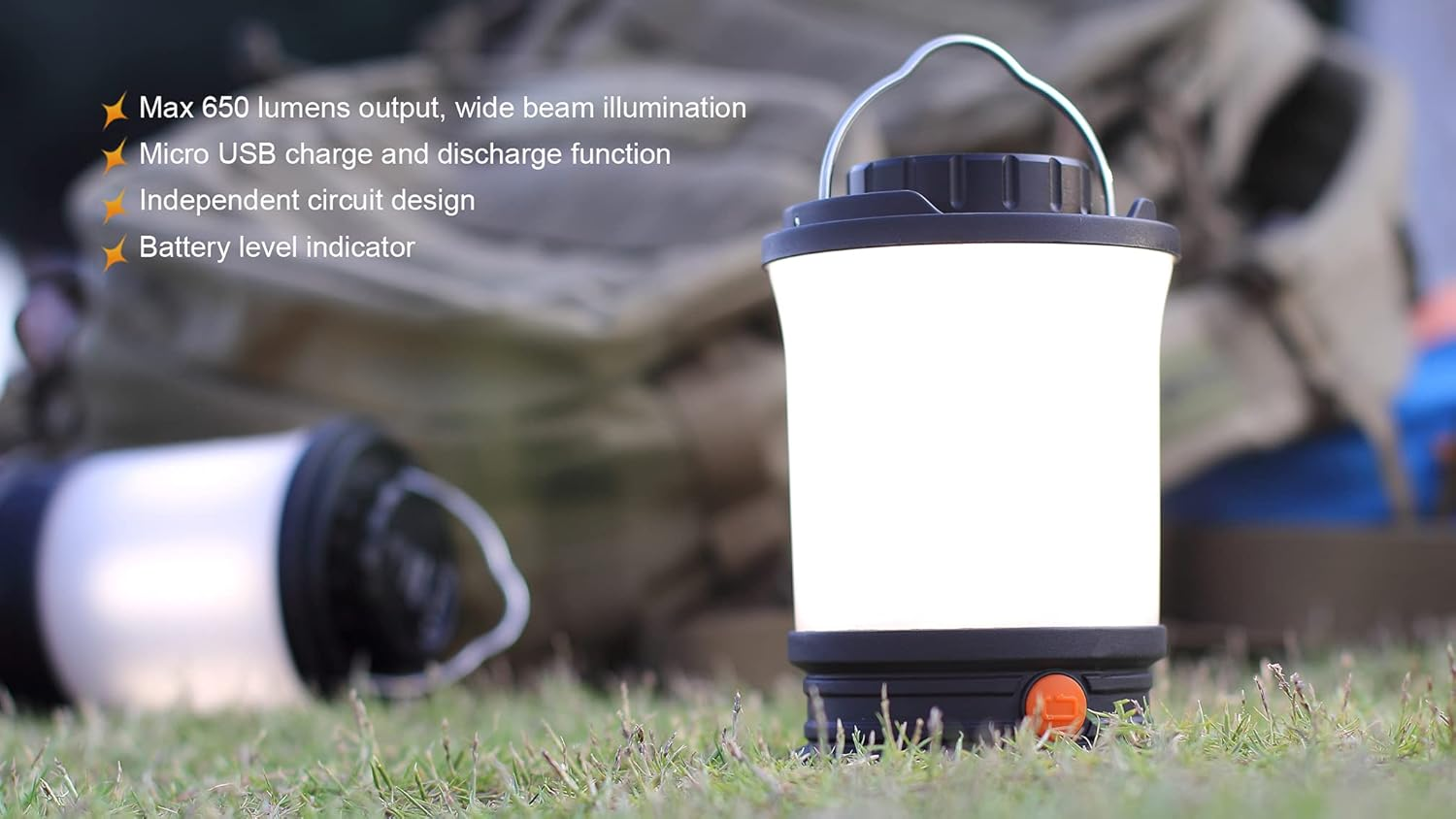 Fenix CL30R 650 Lumen Rechargeable Camping Lantern with Upto 400Hrs Runtime & 6 Brightness Levels &ndash; IPX-7 Waterproof Camping Light for Outdoor Activities &ndash;USB Chargeable Led Lantern image number 4