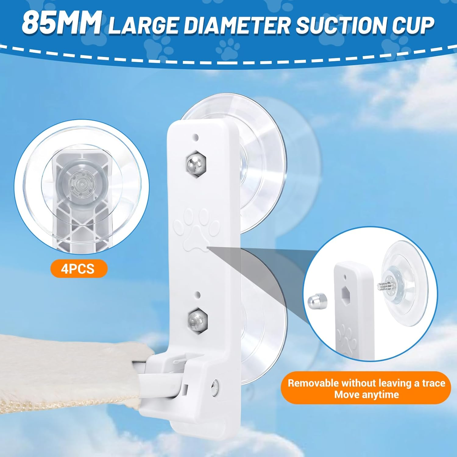 Cordless Window Perch Cat Hammock, Cat Hammock Foldable Window Perch Bed, Cats Viewing Platform Seat with Pad for Indoor, Sunbathing and Bird Watching (Beige, 23.6X12In(60X30Cm)) image number 1