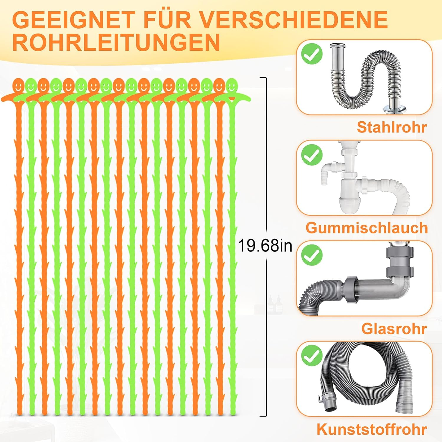 Anordsem Drain Cleaner Pipe Cleaning Spiral for Drain Cloging: Pipe Cleaning Unblocker Pipe Spiral for Sink - Pipe Cleaner for Sink Kitchen Bathtub Sewers [Pack of 18]
