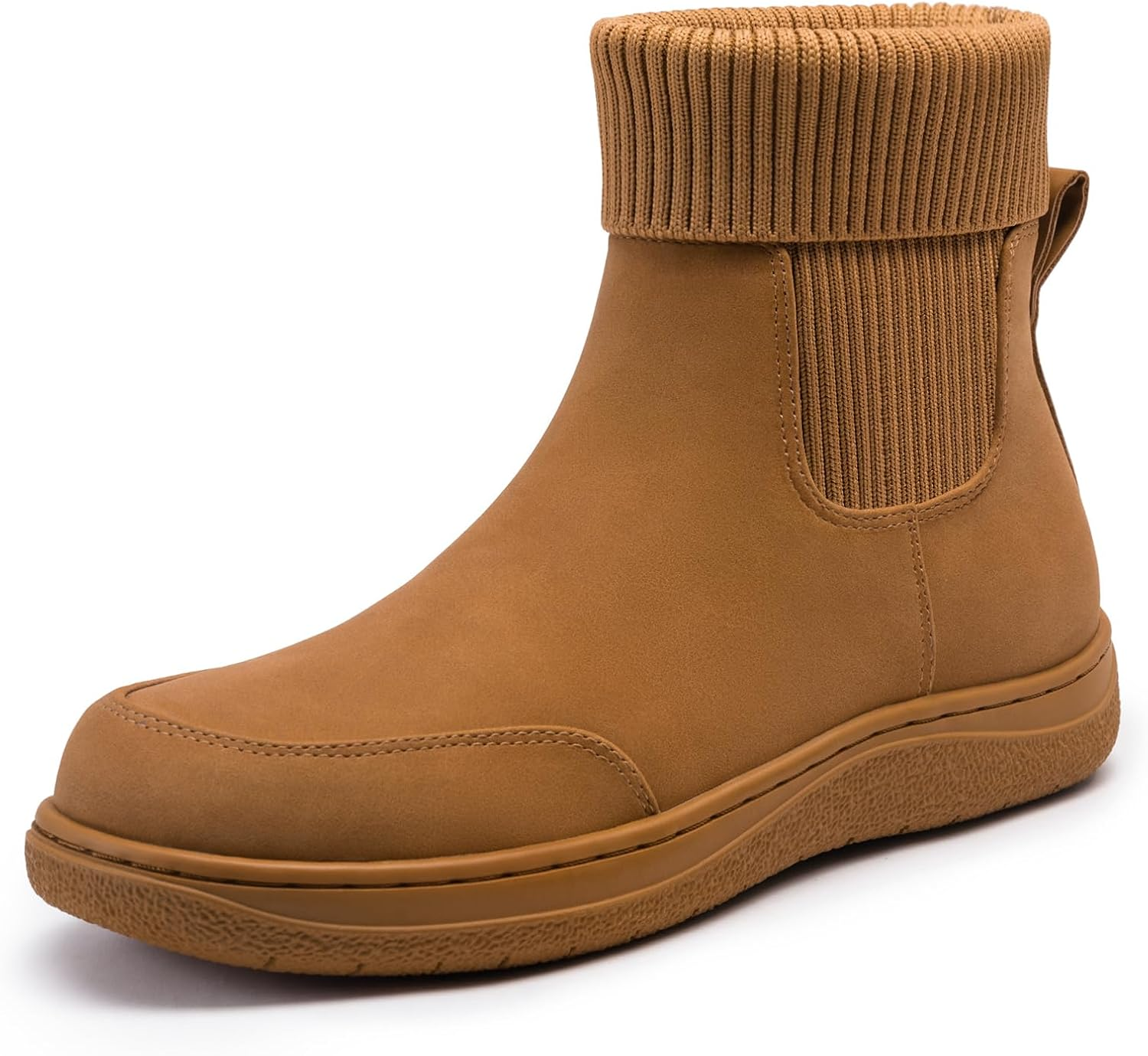 Athlefit Women'S Chelsea Ankle Boots Comfortable Winter Short Leather Boots Fashion Slip on Elastic Sock Booties