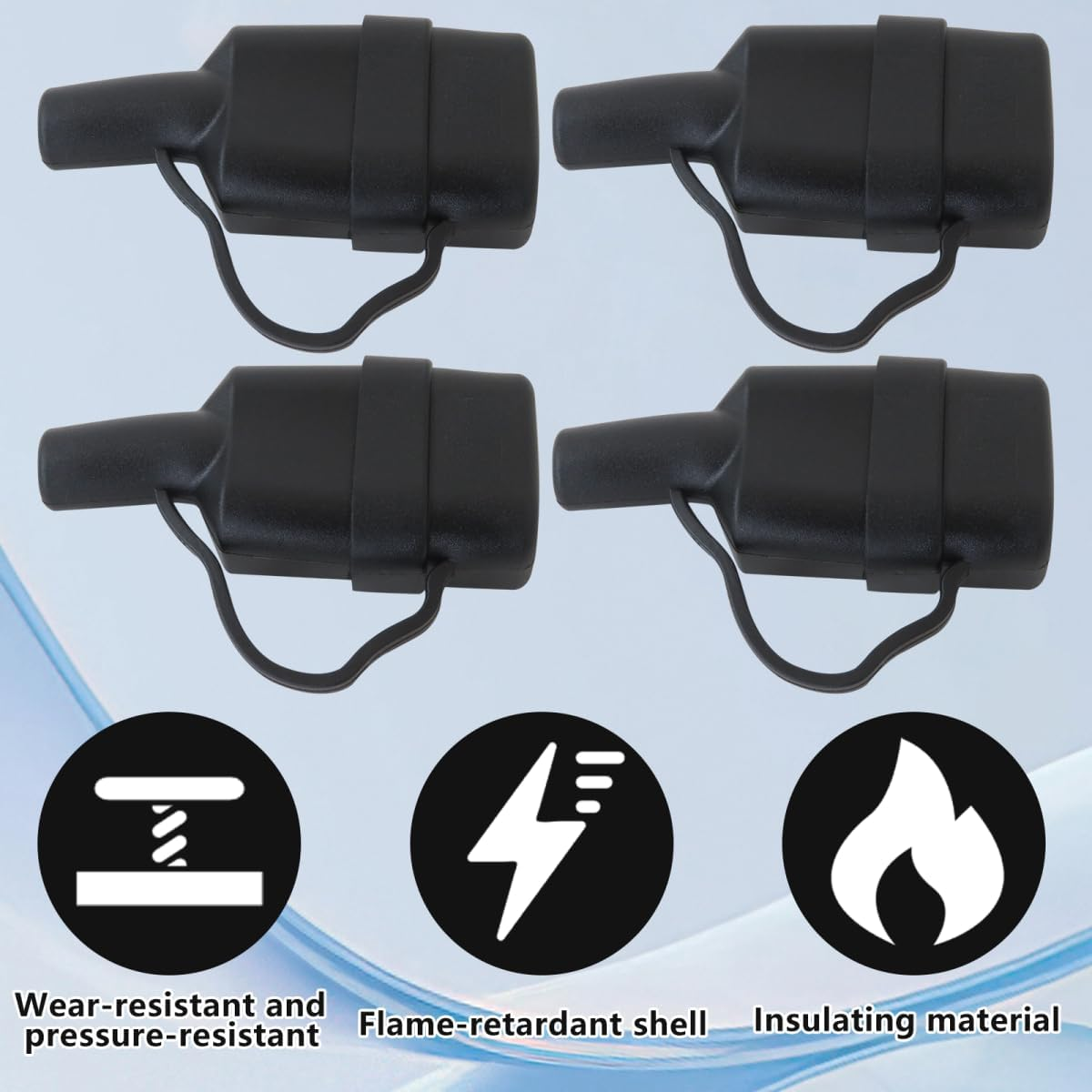 4Pcs 50A for Anderson Plug Dust Cable Sheath Cover with Cap Waterproof Cap - Black image number 3