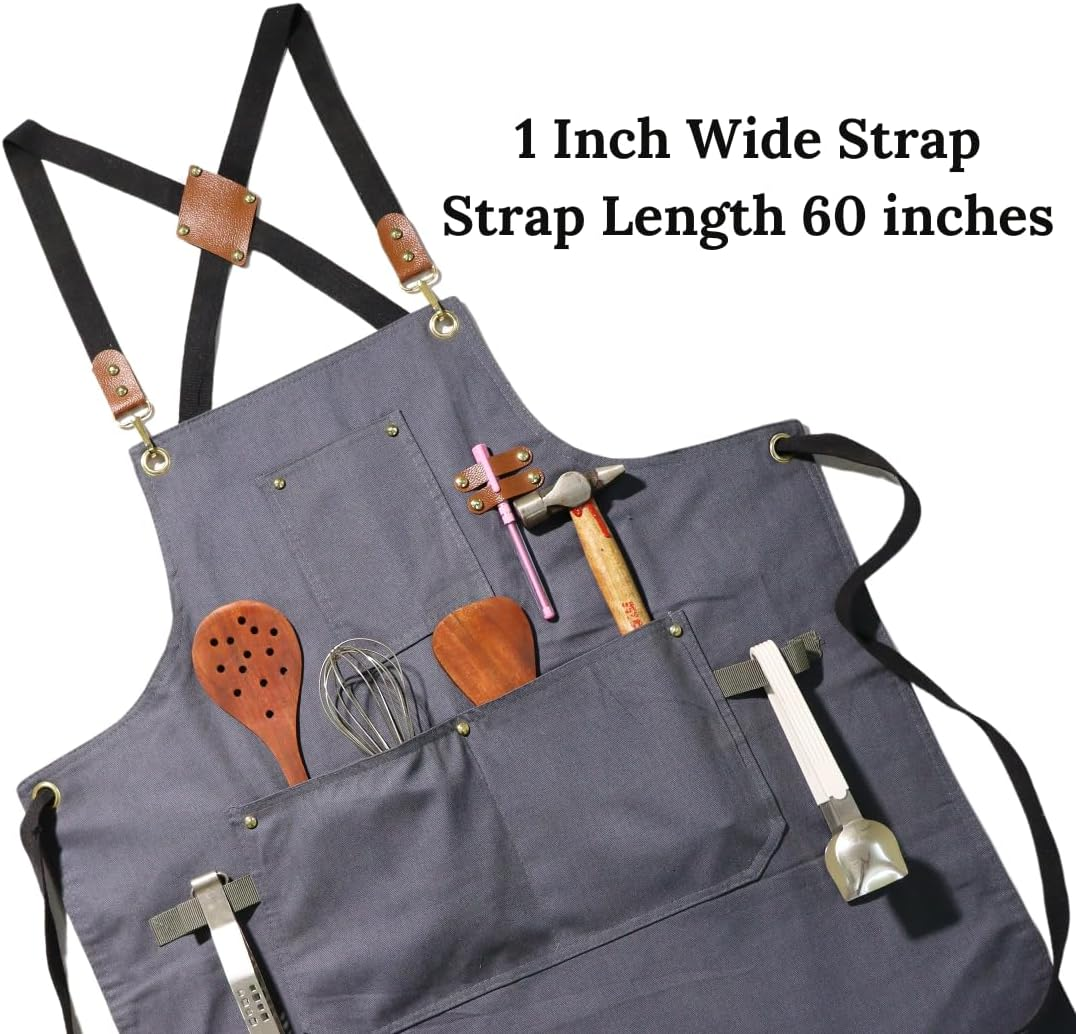 Heavy Duty Cotton Apron for Men & Women| Suitable for Home Kitchen | Triple Layer Waterproof Apron | Adjustable Strap for Chefs, Painters and Many More image number 1