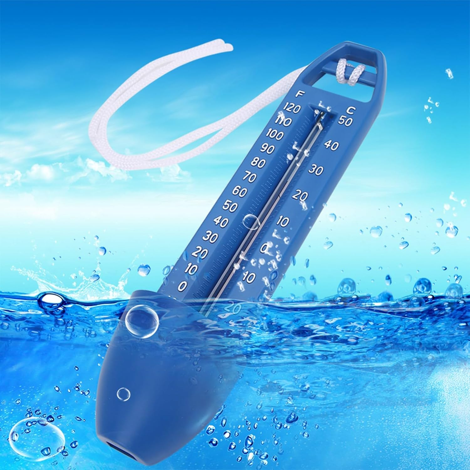 Jiawu Floating Thermometer -Wide Thermometer for Use with Rope for Sauna and Tub 2 Pcs image number 3