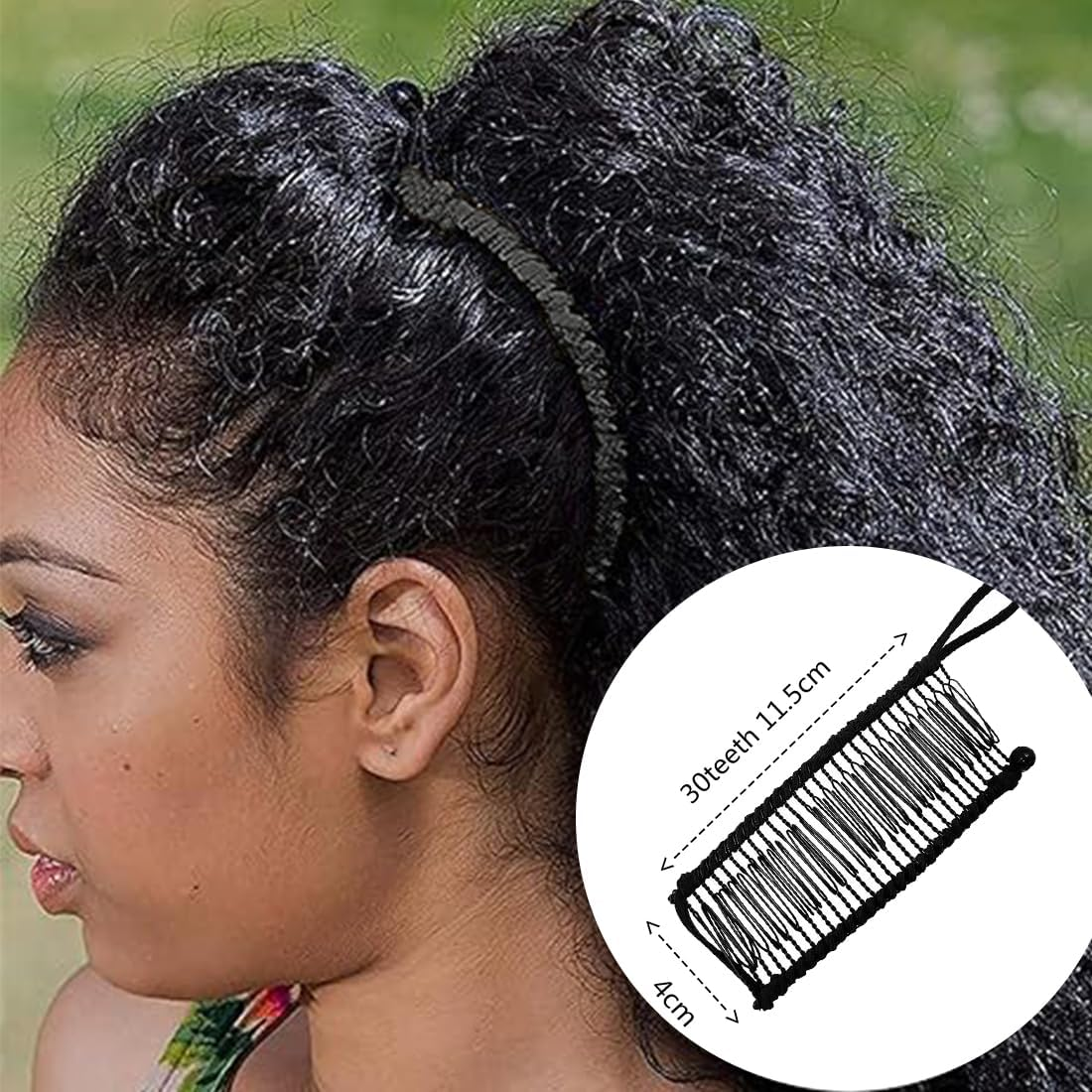 BQRKOTM Banana Clip Double Comb Stretchy Banana Clip Hair 30 Tooth Banana Hair Clips Women for Thick Wavy Kinky Natural Curly Hair (Black) image number 2