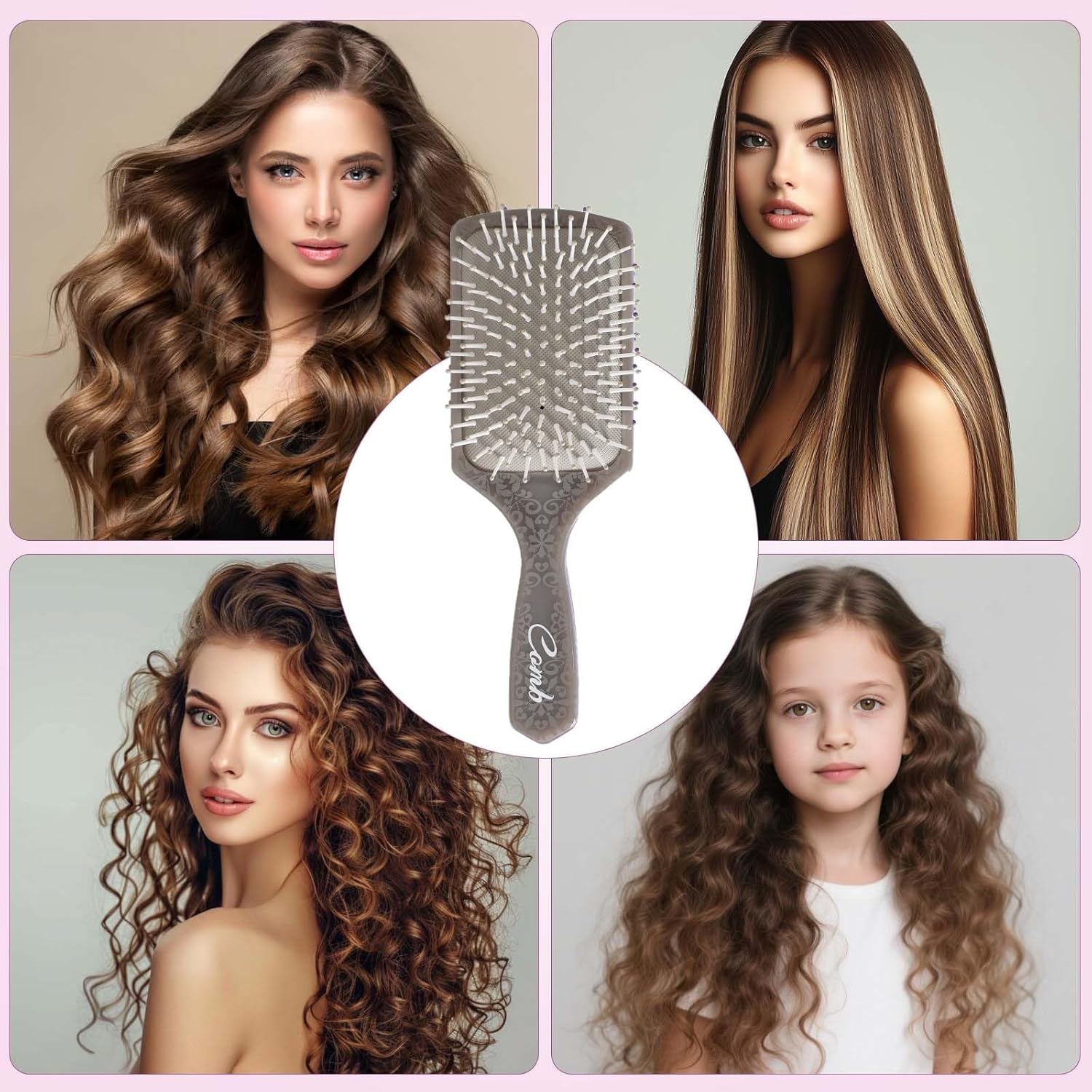 Rylae Air Cushion Comb, Massage Brush for Scalp, a Brush for Dry and Wet Hair, Curling Brush, Suitable for Curly, Straight, Thick, Thin, Damaged Hair (Brown) image number 1