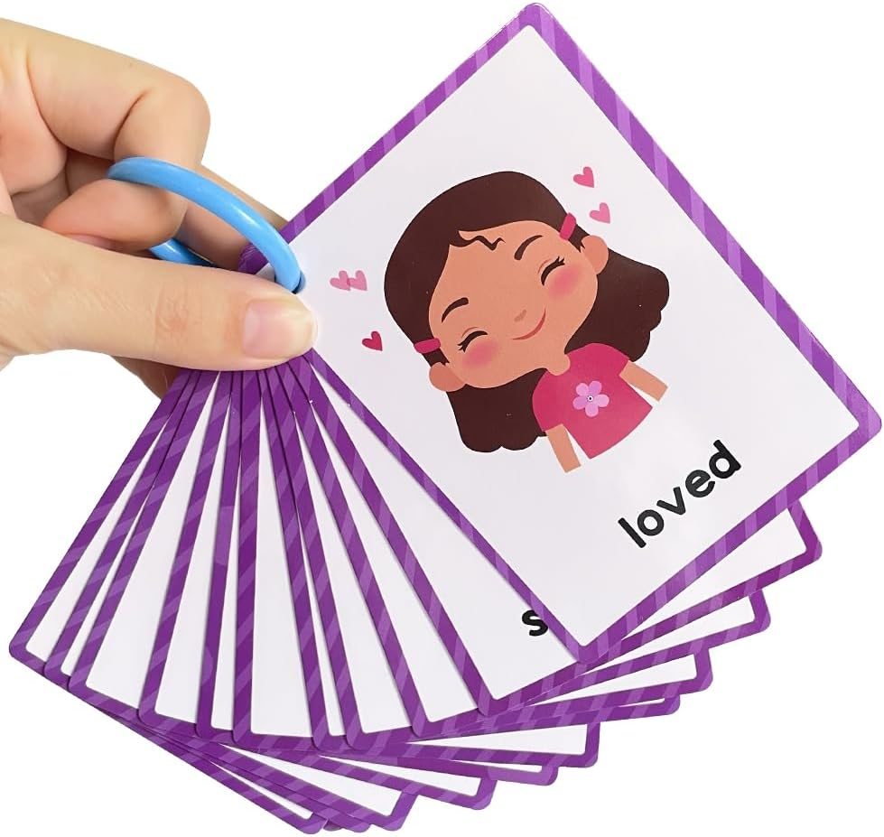 Lachilly Emotions Learning Flashcards, High Frequency Words, Beginning Reading, Kindergarten to 1St Grade, ESL Teaching Materials, Autism Learning Materials, Vocabulary Building, 15 Cards, 28 Words image number 3