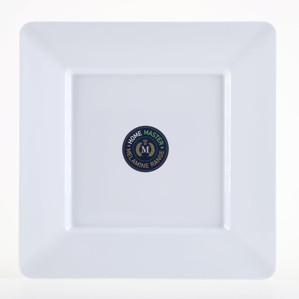 Leona Co Melamine Large Serving Platter, 30Cm Square Serving Plates, White Serving Tray for Entertaining Party, 100% Melamine Serving Dish for Appetizers Meat Food (6)