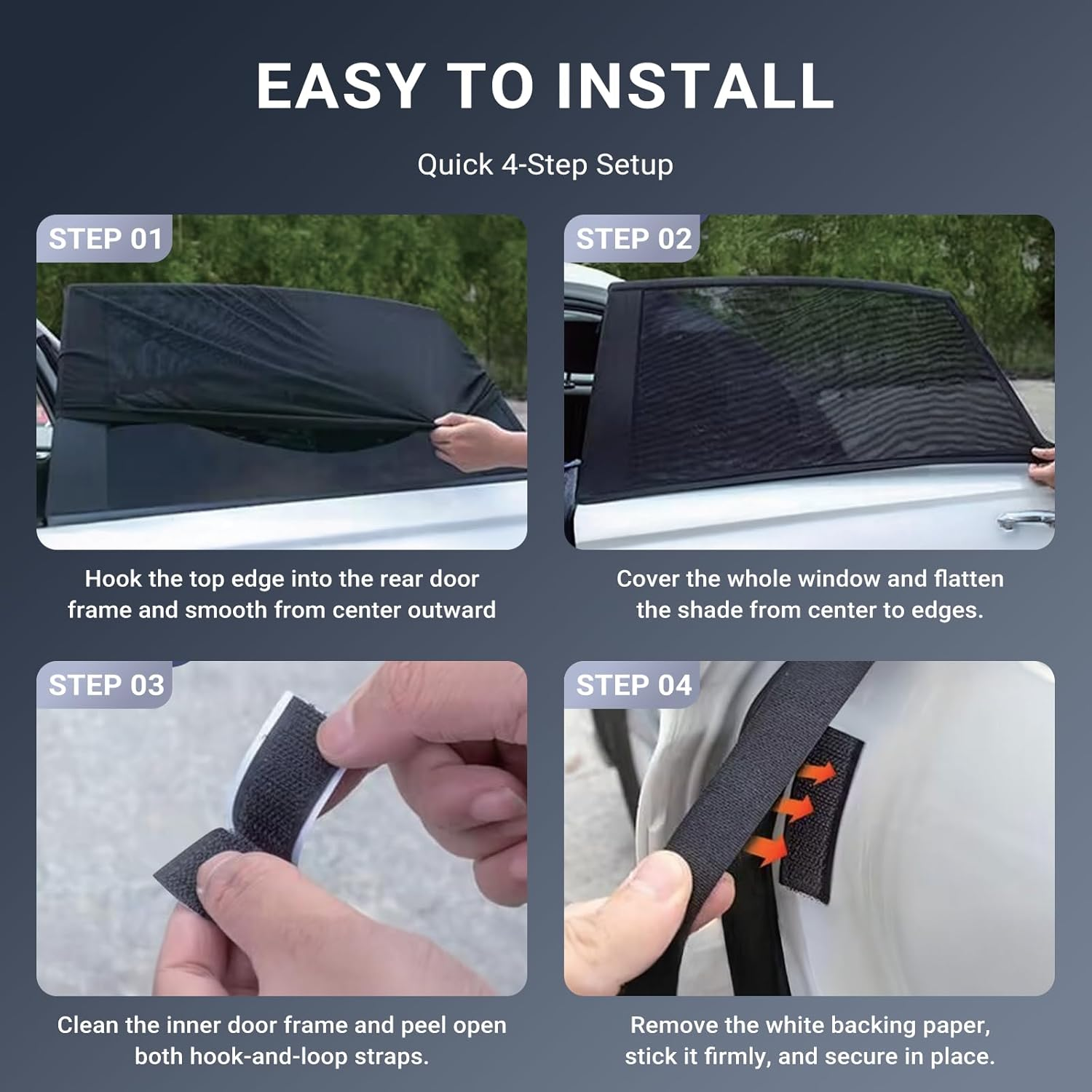 Ixtra Car Window Shades, 2 Pack Breathable Mesh Car Shades for UV Protection & Heat Block, Baby & Camping Use, Universal Fit for 99% Cars/Suvs, Anti-Glare Privacy Cover image number 3