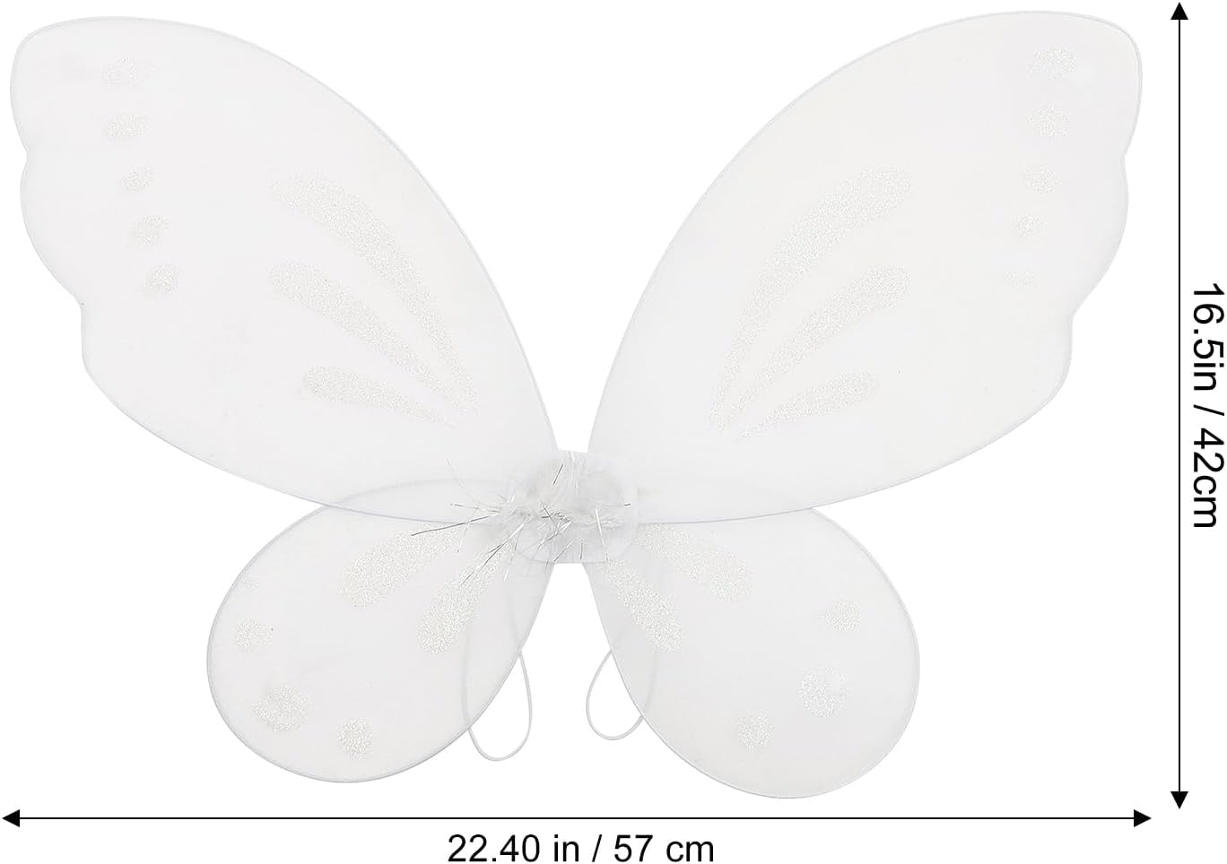 Fairy Wings for Kids, White Butterfly Costume Accessories with Elastic Straps, Nylon Wings for Toddler Dress up Birthday Christmas Parties