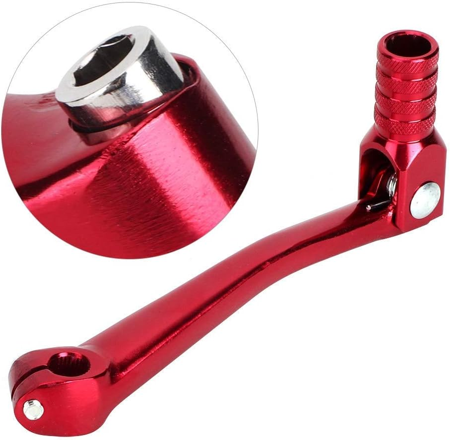 Motorcycle Gear Shift Pedal Lever, Universal CNC Aluminum Alloy Folding Heel Toe Gear Shifter Lever Arms Motorbike Modification Part 11-14Mm/ 0.43-0.55In(Red) image number 3