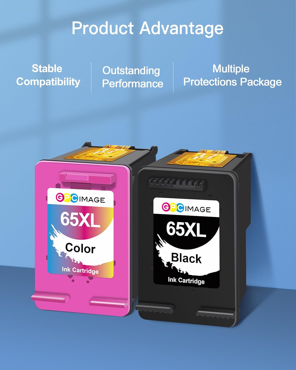 GPC Image Remanufactured 65XL Ink Cartridges Replacement for 65 XL Ink Cartridges Black Color Combo Pack Works for Deskjet 3720 3721 3755 5020 3700 2600 2620 2652 3722 3723 3752 (1 Black 1 Color) image number 2